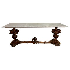 European Baroque Revival Coffee Table with Onyx Stone Top, Late 19th Century