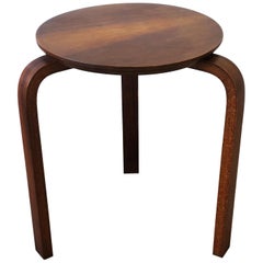Midcentury Modern Bentwood Stool or Side Table after Designer Alvar Aalto