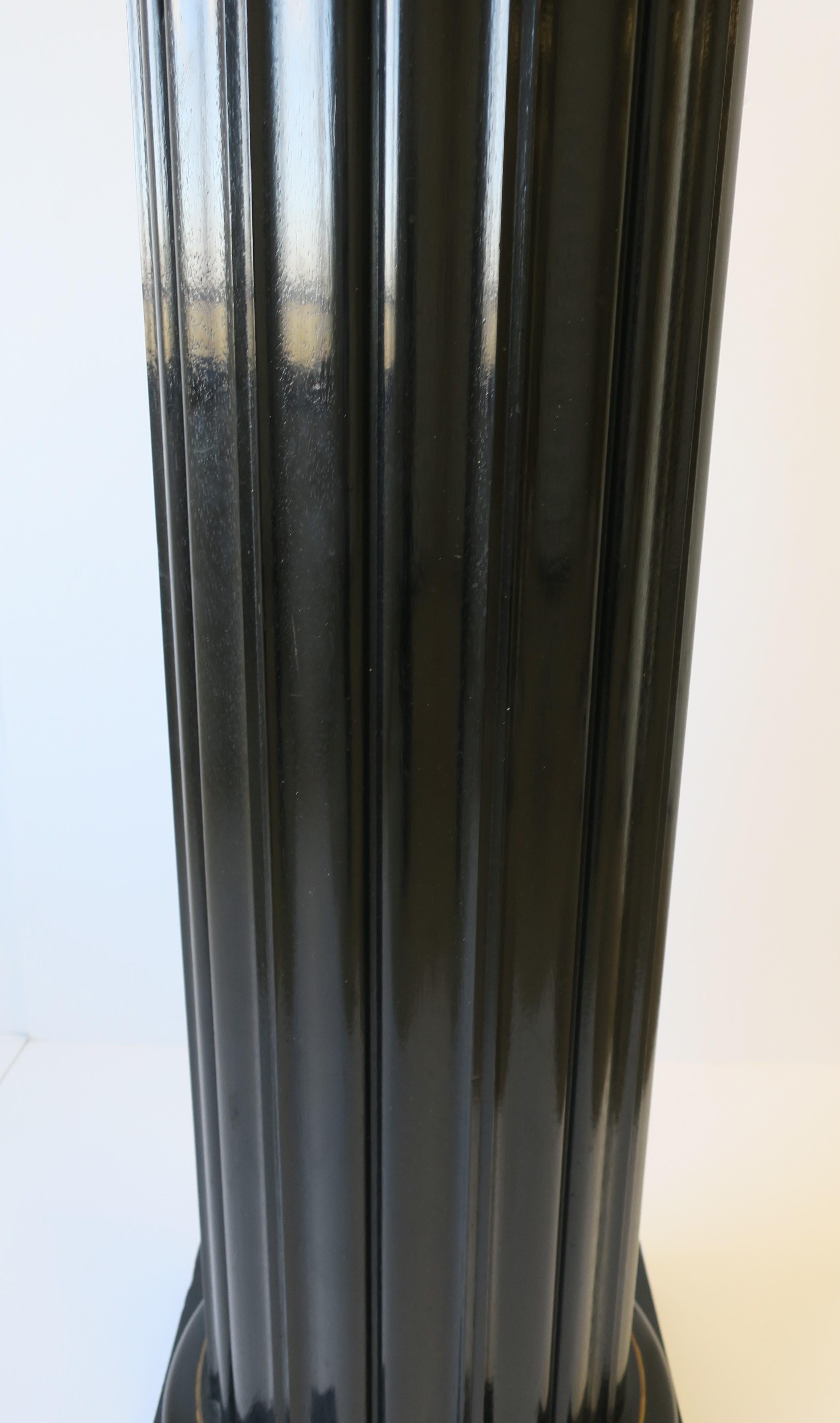 Black Lacquer Wood Pillar Column Pedestal Stand in the Neoclassical Design 6