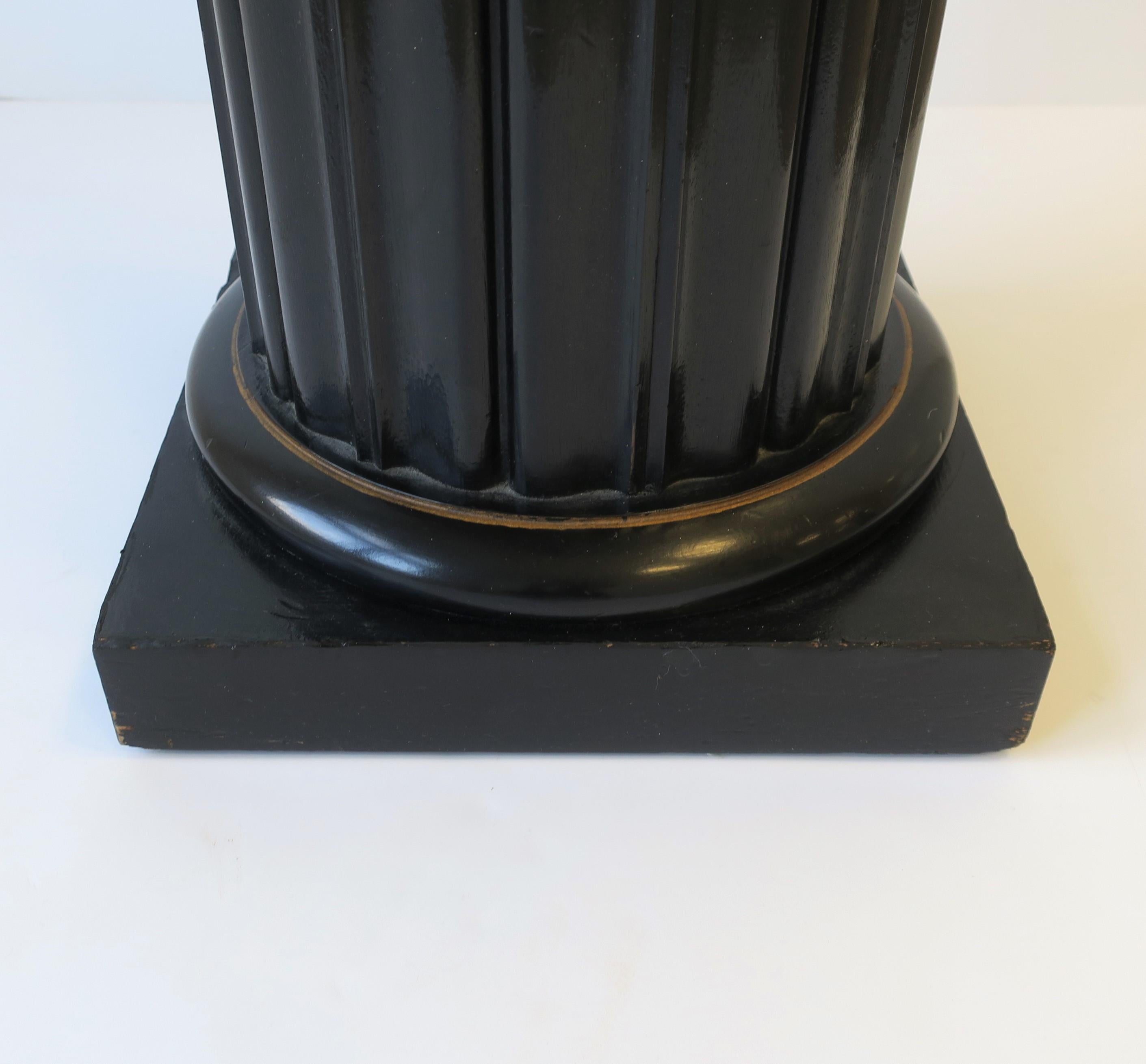 Black Lacquer Wood Pillar Column Pedestal Stand in the Neoclassical Design 6
