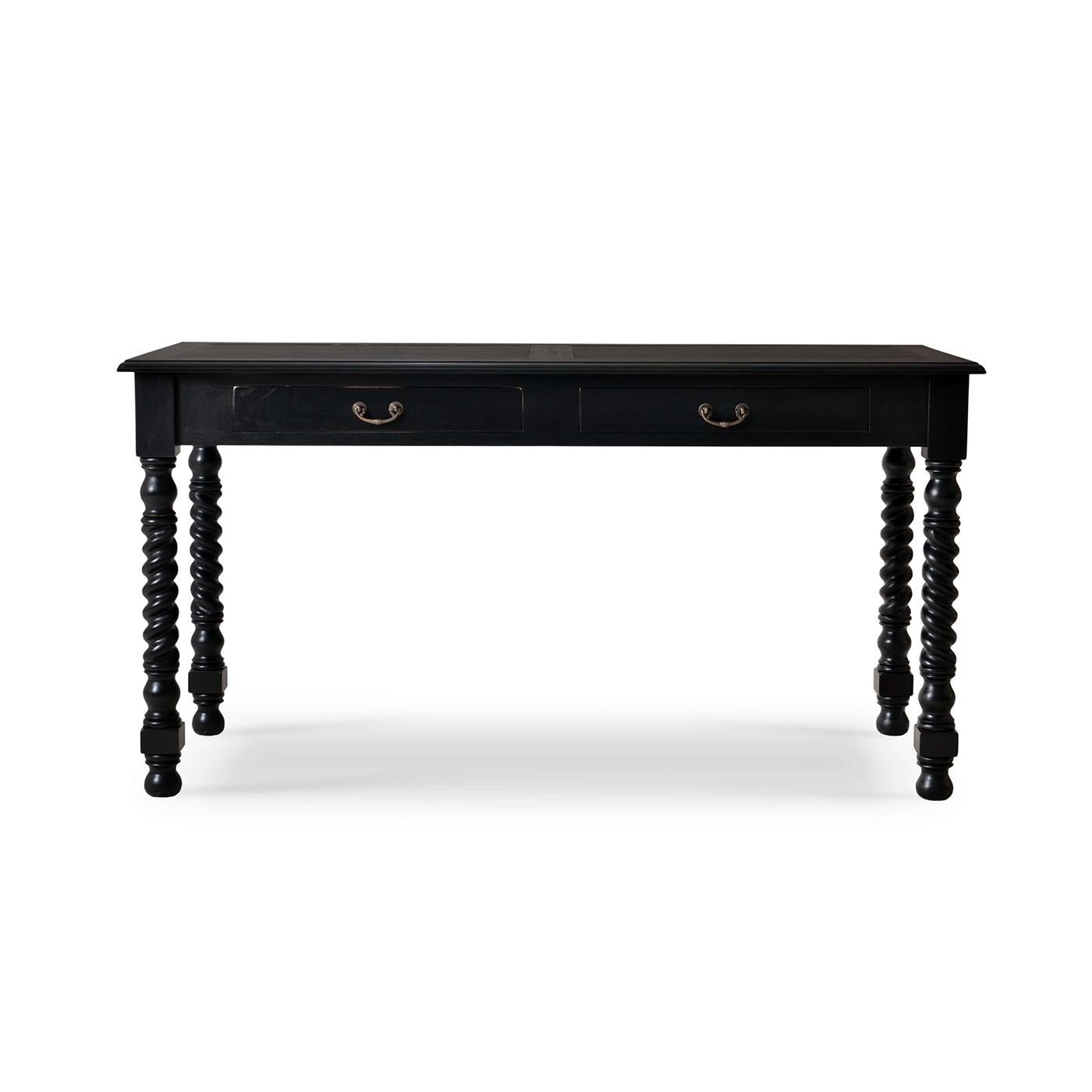 Asian European Black Rustic Desk For Sale