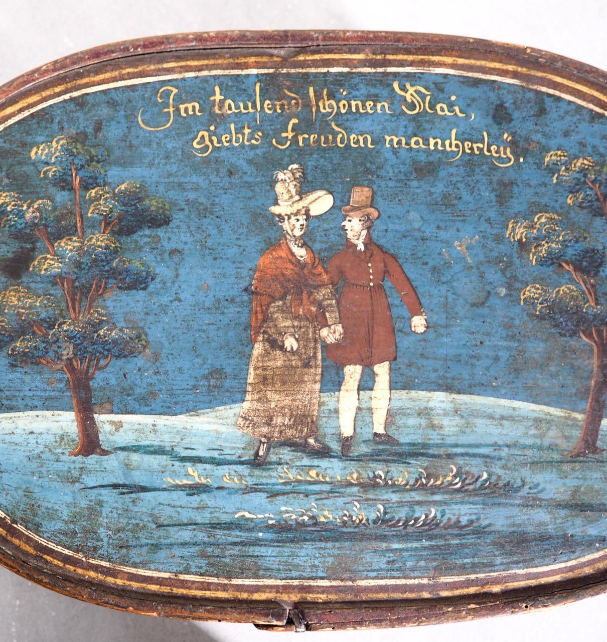 Bois Boîte européenne dans sa peinture d'origine, début du 19ème siècle en vente