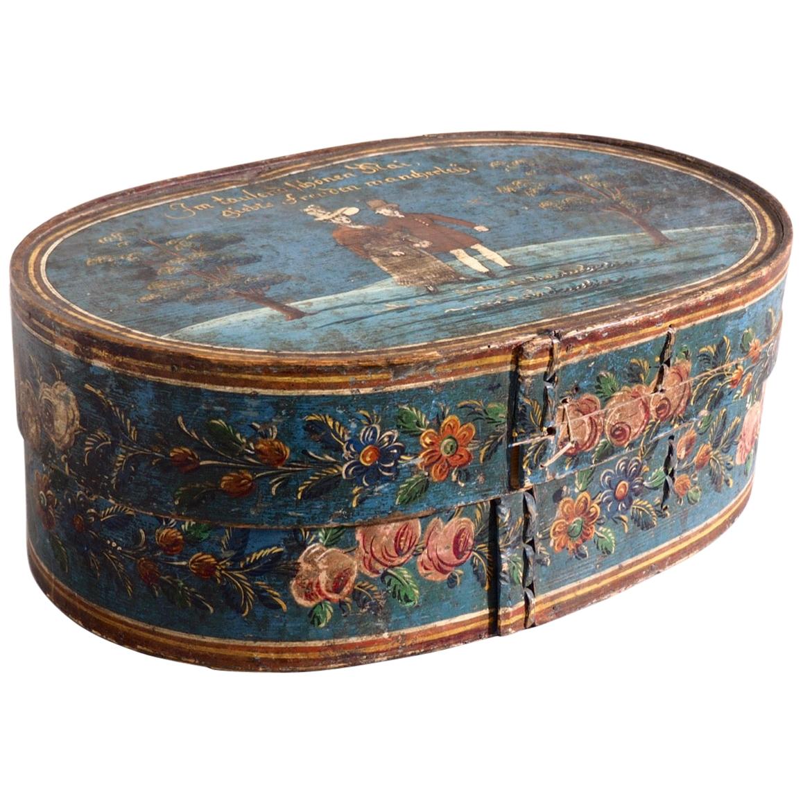 European Box in Original Paint, Early 19th Century For Sale