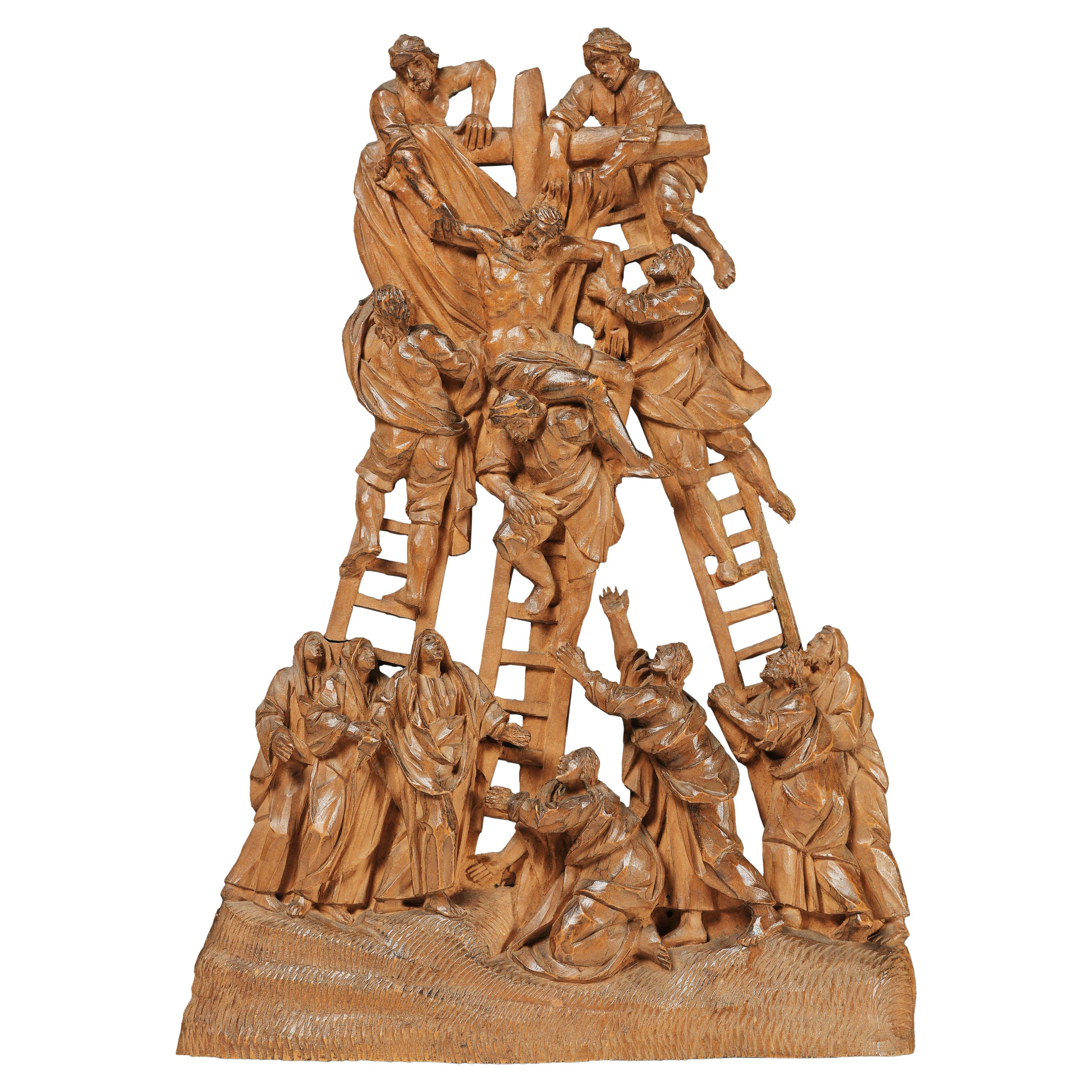 Ancient Boxwood Micro Carving Deposition, First Half of the 18th Century For Sale