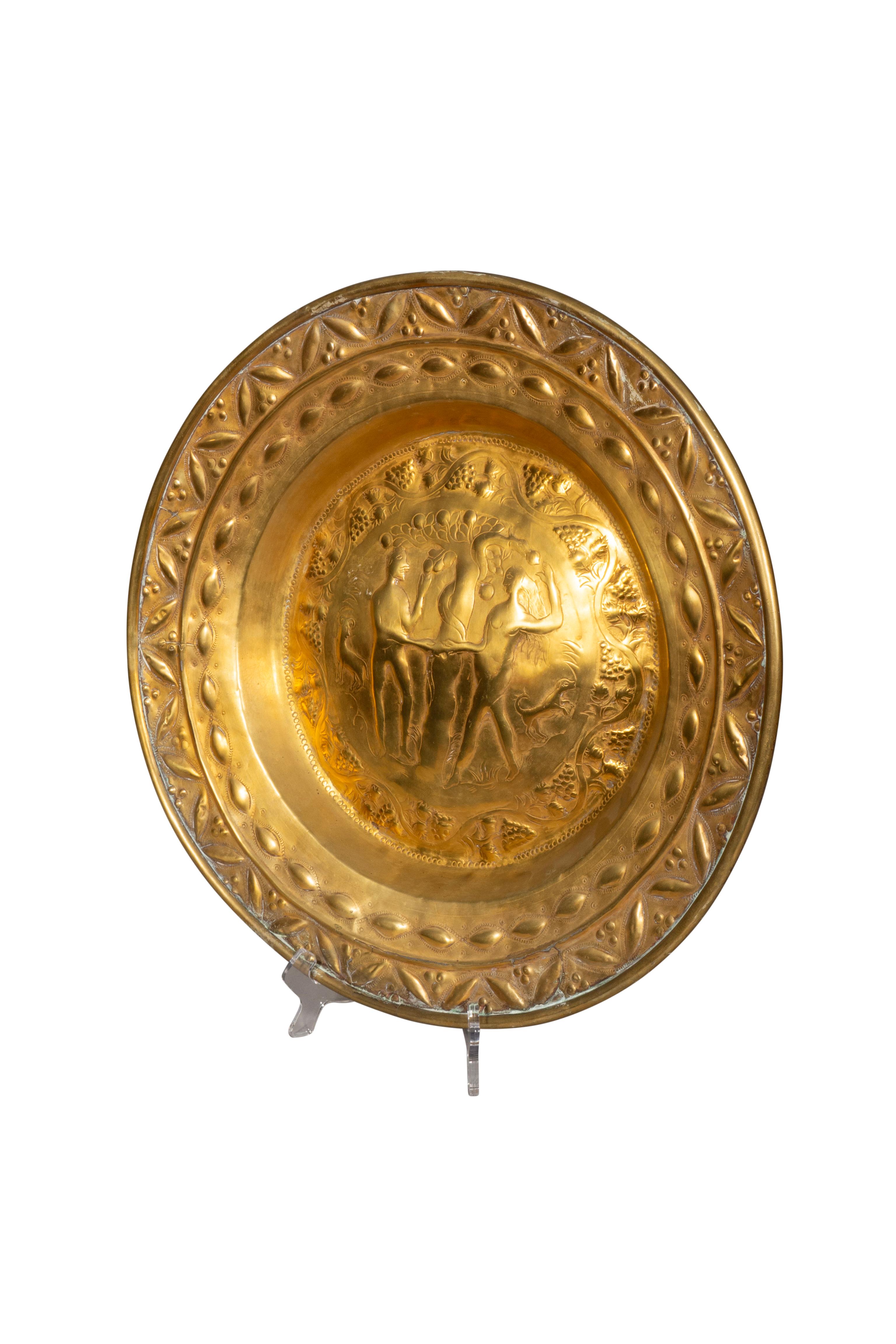 Baroque European Brass Alms Plate  For Sale