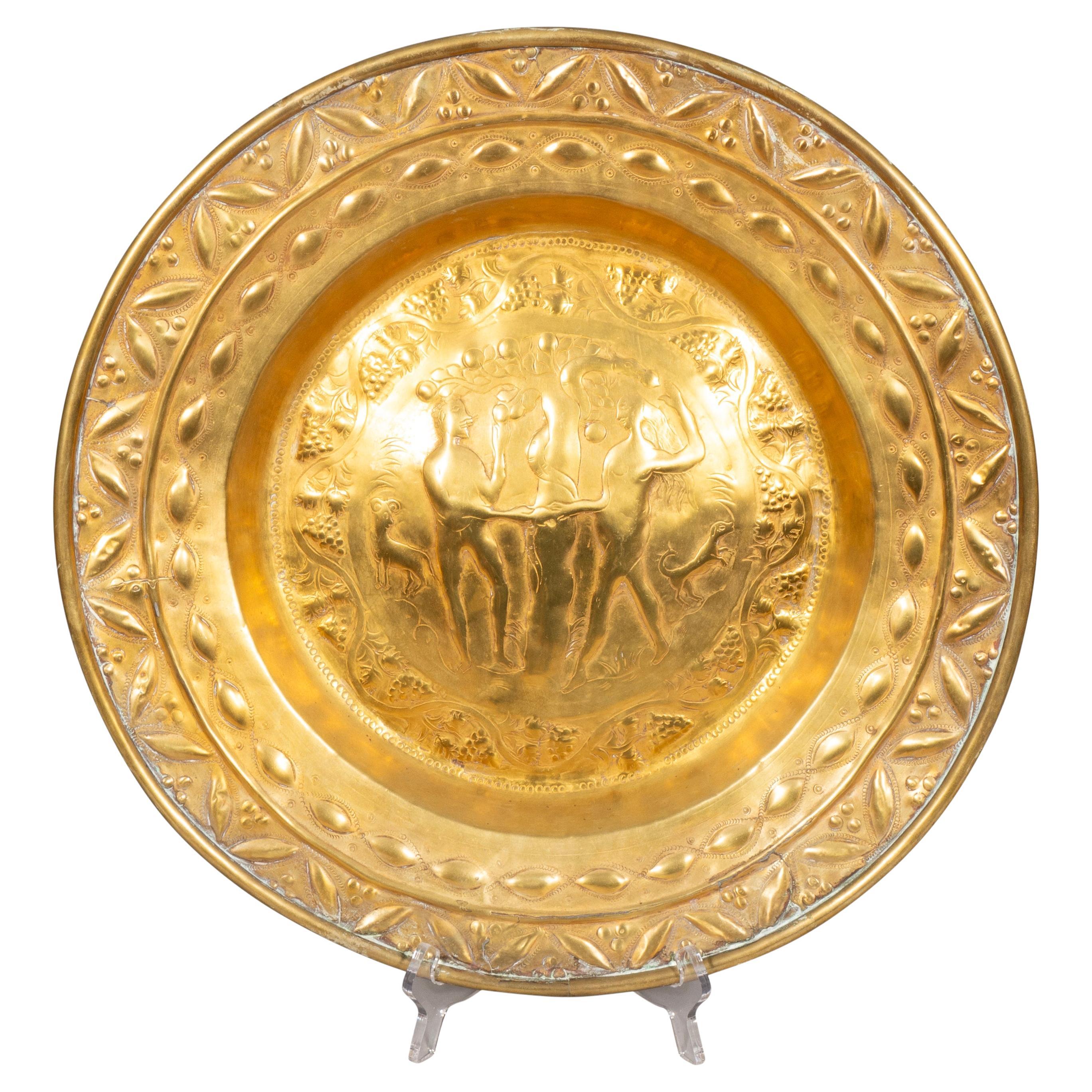 European Brass Alms Plate 