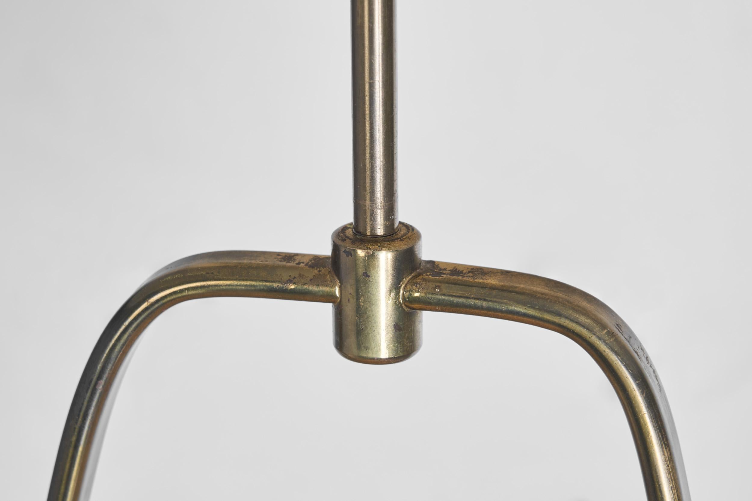 European Brass and Glass Pendant Ceiling Lamp, Europe 1940s For Sale 5
