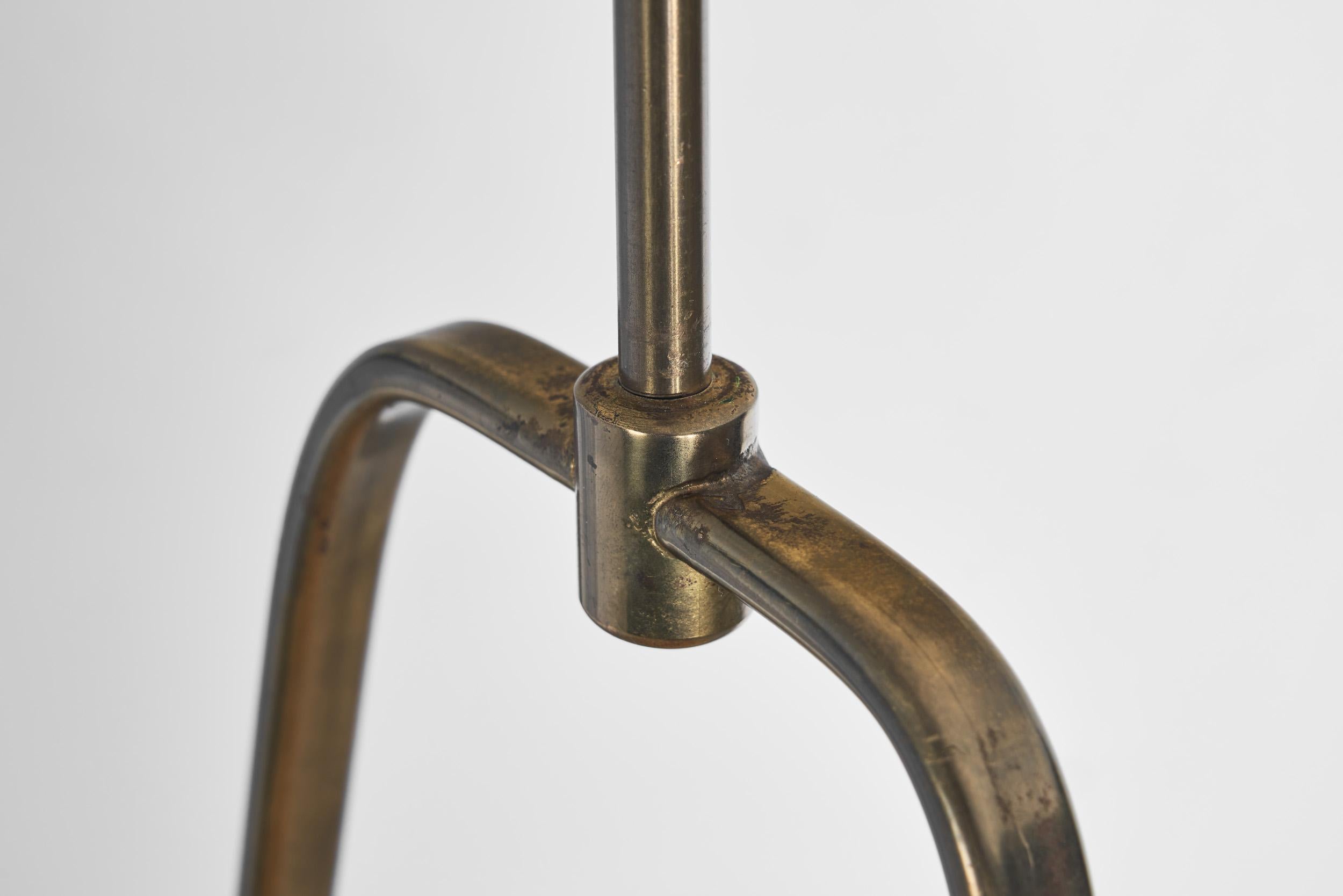 European Brass and Glass Pendant Ceiling Lamp, Europe 1940s For Sale 6