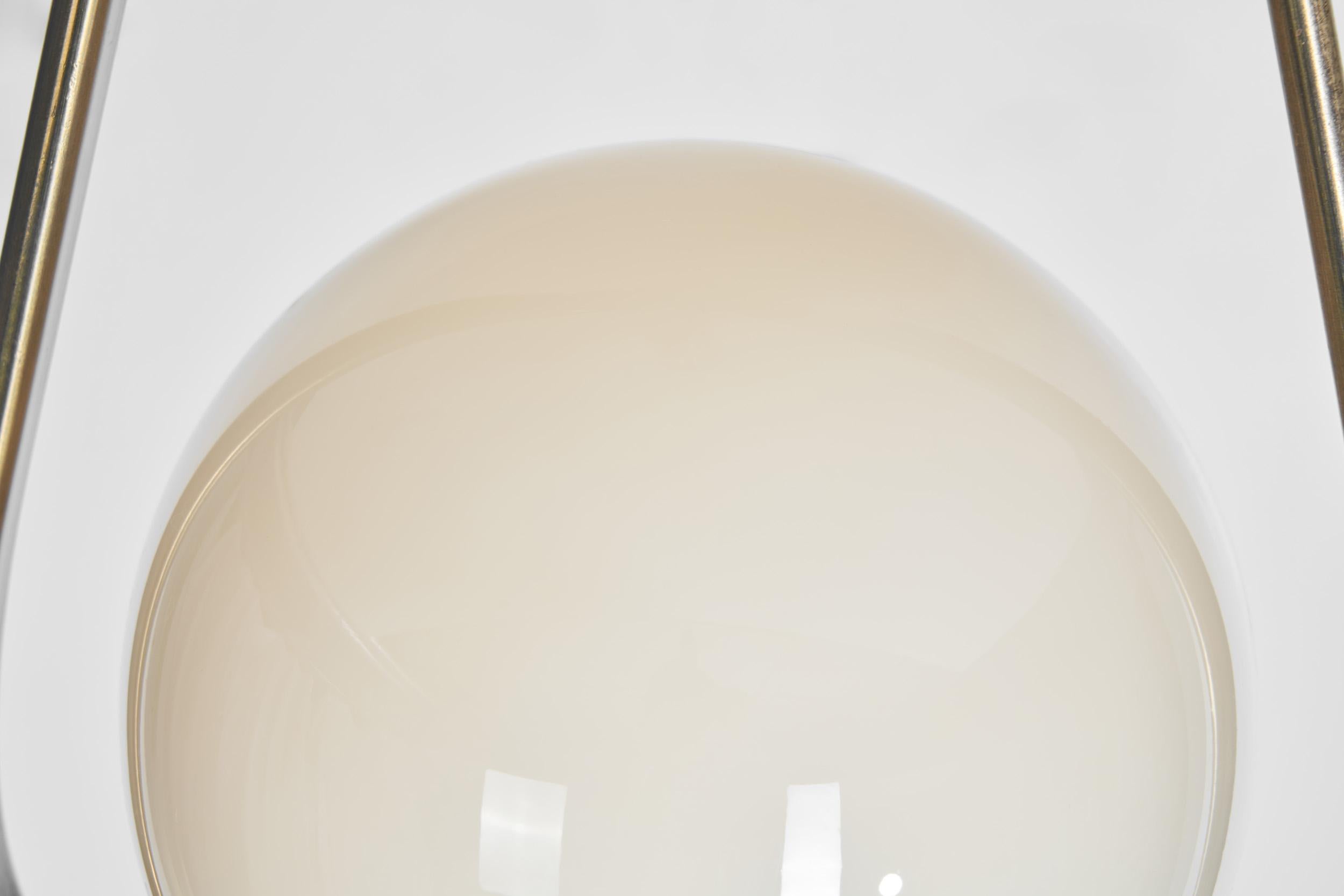 European Brass and Glass Pendant Ceiling Lamp, Europe 1940s For Sale 8