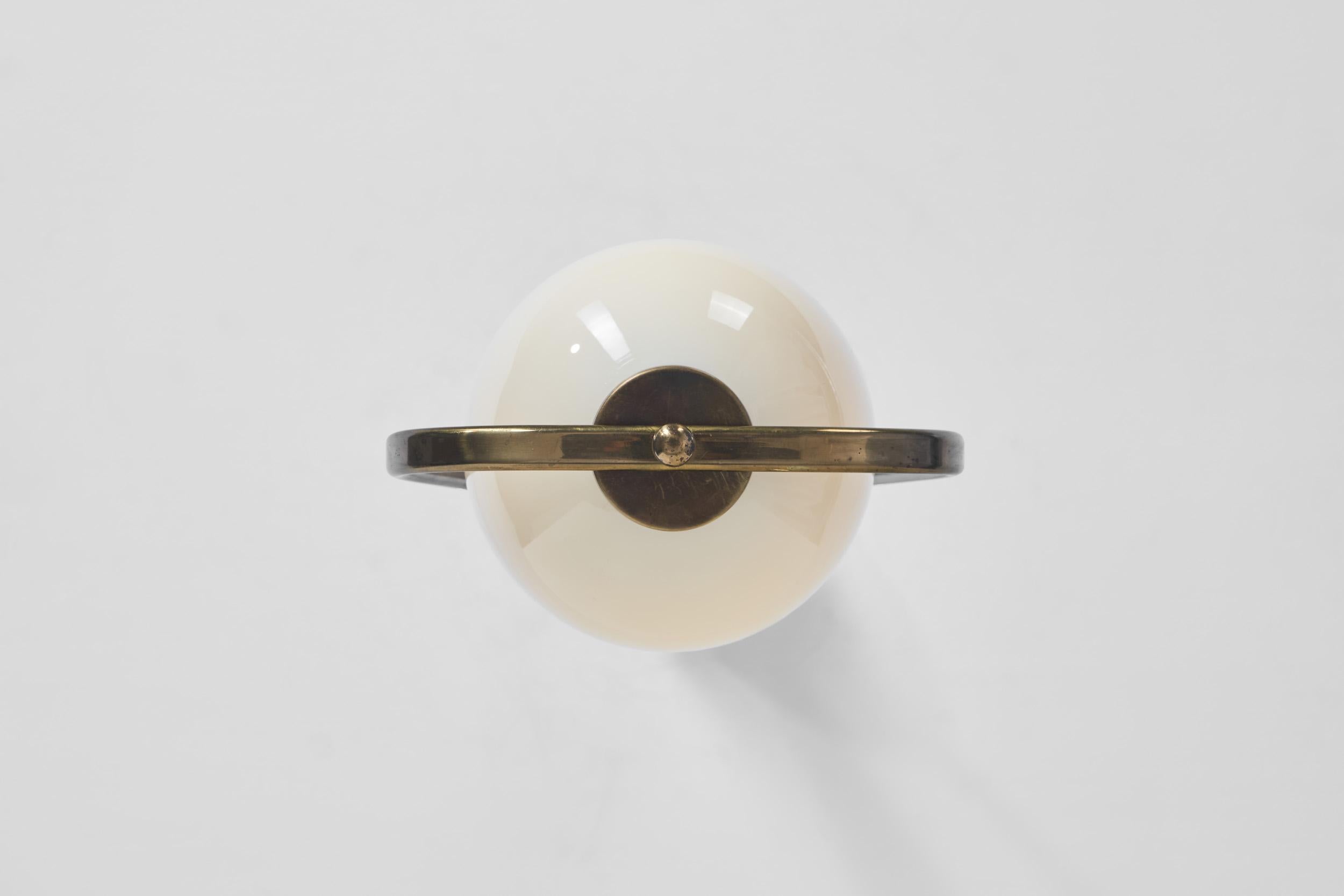 European Brass and Glass Pendant Ceiling Lamp, Europe 1940s For Sale 14