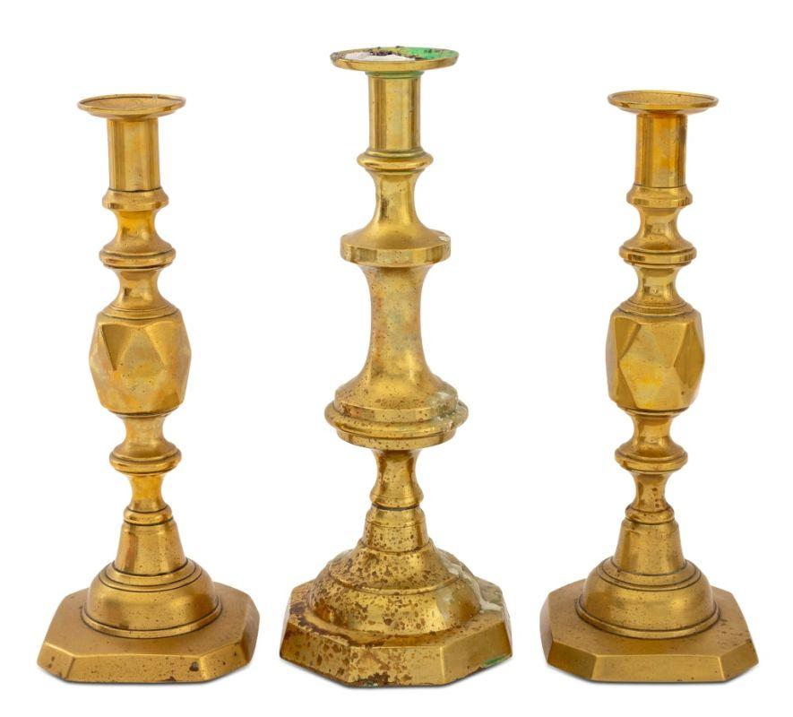 European Brass Candlesticks, 6 In Good Condition In Astoria, NY