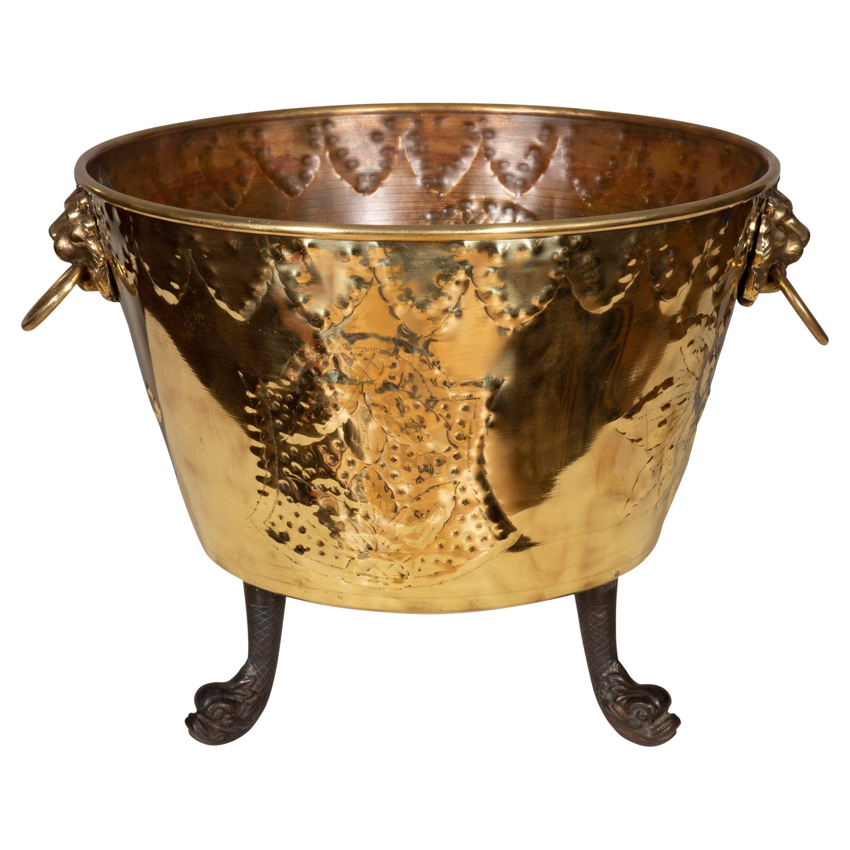 European Brass Fireplace Bucket For Sale