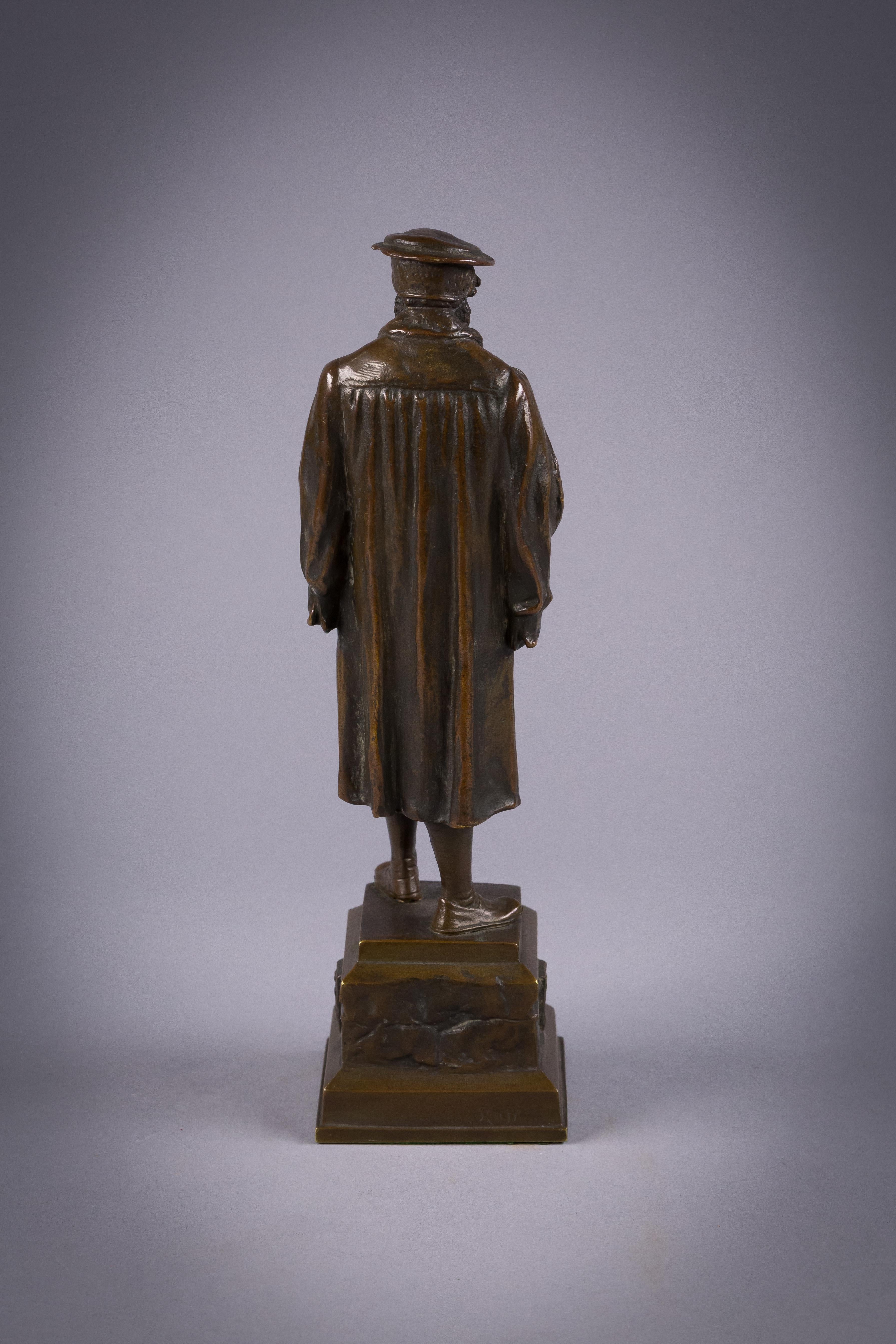 Figura europea in bronzo di Hans Sachs, di Andor Ruff In condizioni ottime in vendita a New York, NY