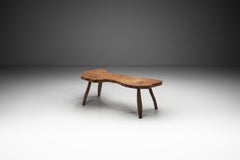 European Brutalist Elm Coffee Table, Europe ca 1960s