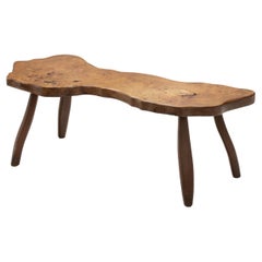 European Brutalist Elm Coffee Table, Europe ca 1960s