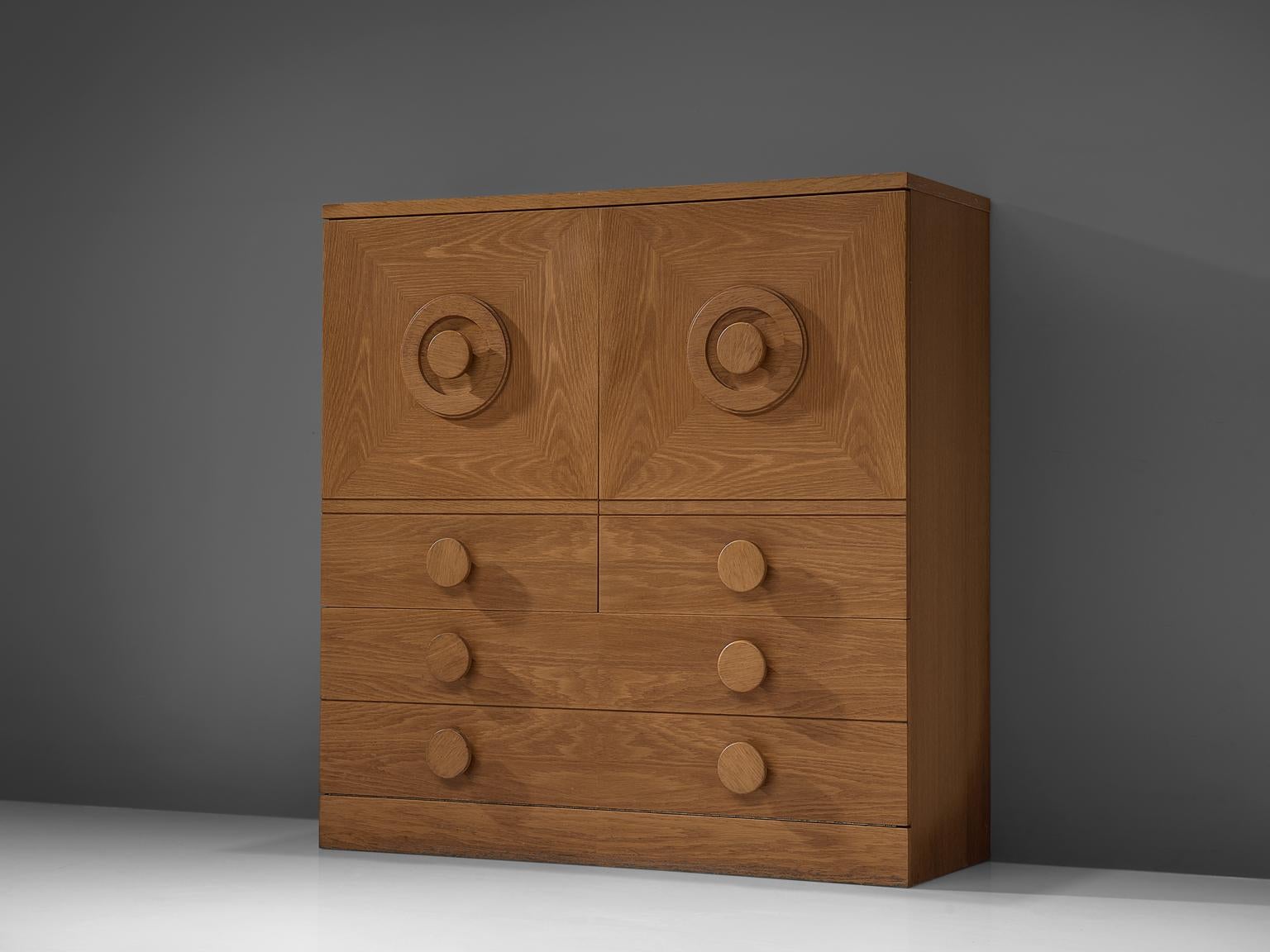 Late 20th Century European Brutalist Highboard in Oak, 1970s