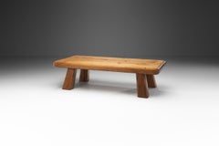 European Brutalist Oak Coffee Table, Europe ca 1950s
