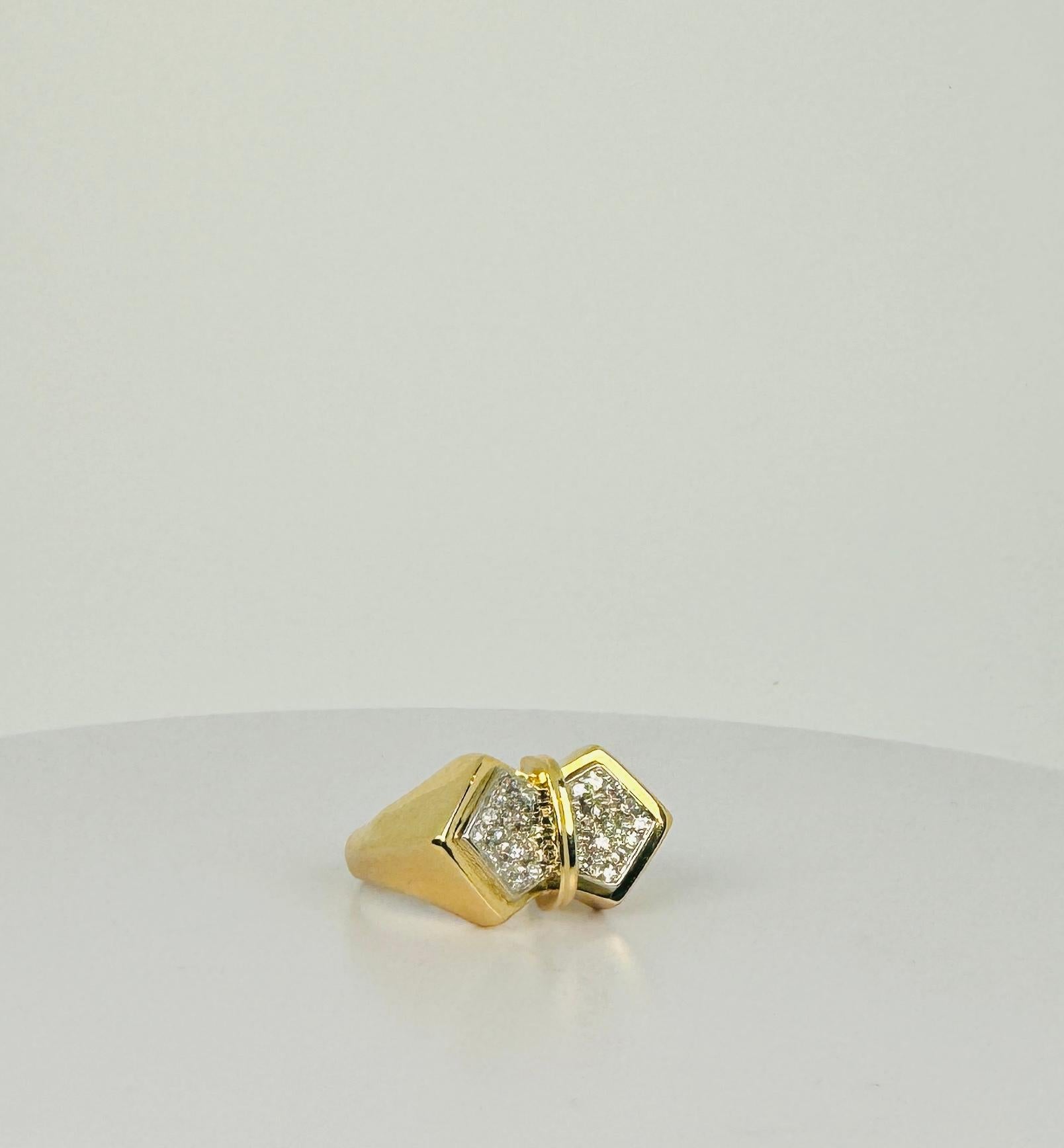 18k Gelbgold Schmetterling Ring  Mit 28 Diamanten im Einzelschliff 0,28 Karat 1970 6