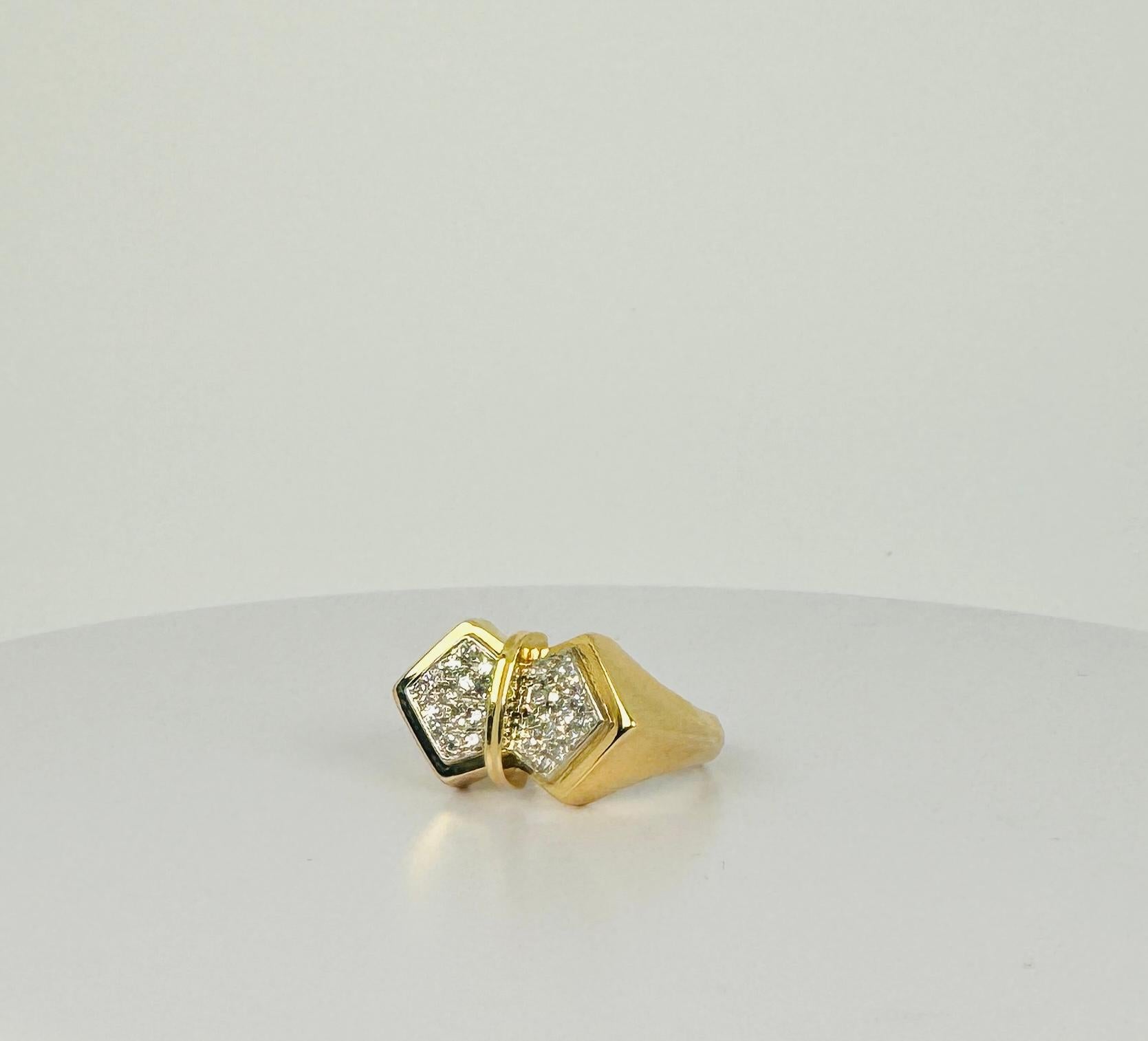 18k Gelbgold Schmetterling Ring  Mit 28 Diamanten im Einzelschliff 0,28 Karat 1970 im Zustand „Gut“ in Heemstede, NL