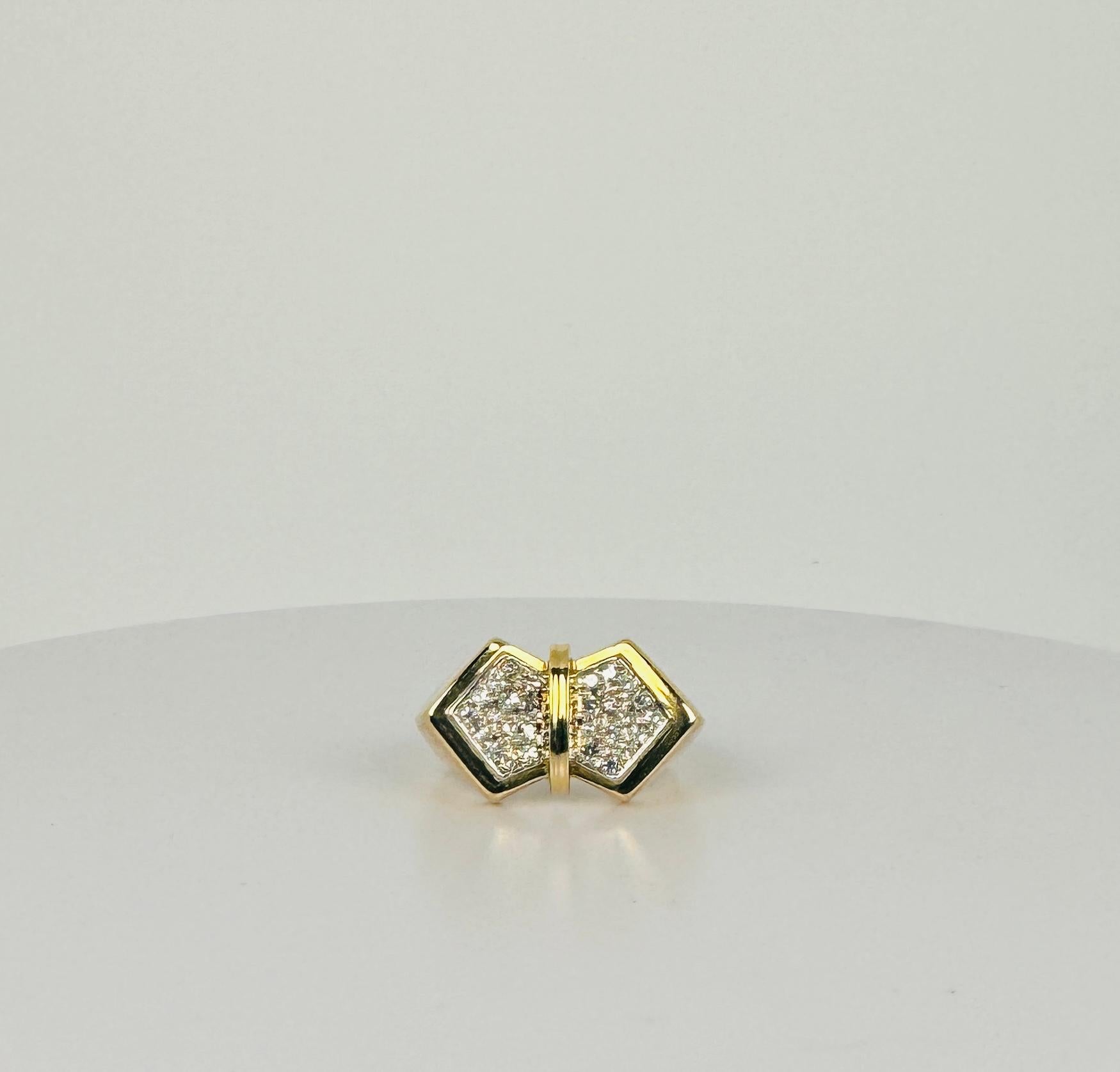 18k Gelbgold Schmetterling Ring  Mit 28 Diamanten im Einzelschliff 0,28 Karat 1970 2