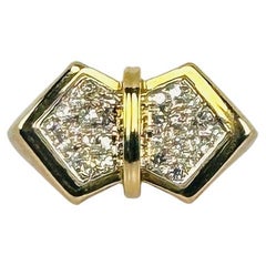 18k Gelbgold Schmetterling Ring  Mit 28 Diamanten im Einzelschliff 0,28 Karat 1970