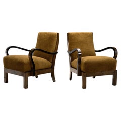 European Cabinetmaker Armchairs with Curved Arms, Europe, 1930s