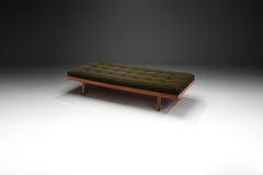 European Cabinetmaker Daybed with Green Upholstered Mattress, Europe, ca 1950s