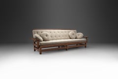 European Cabinetmaker Three-Seater Sofa with Bouclé Cushions, Europe circa 1950s