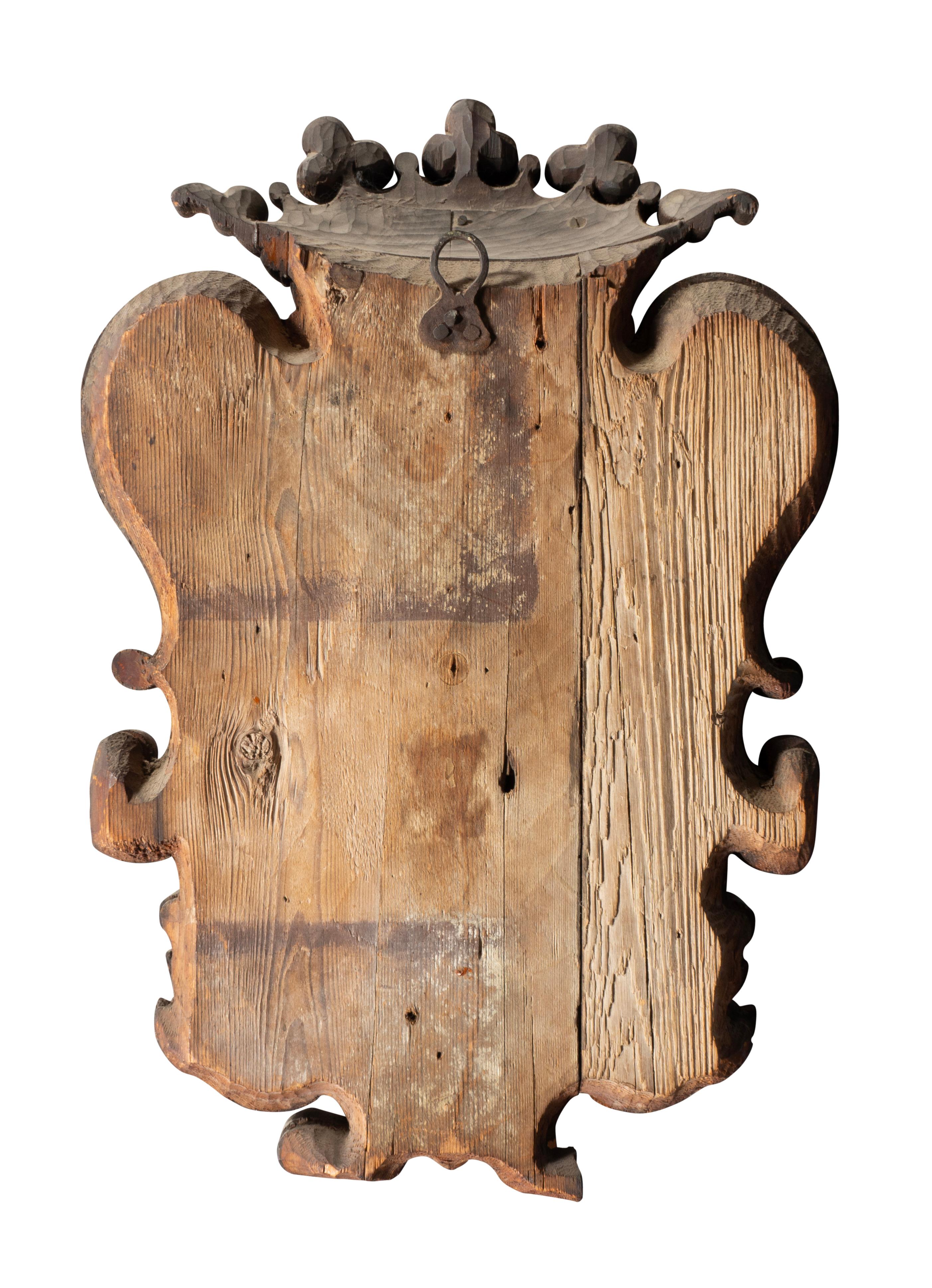 European Carved Gilt And Polychrome Coat Of Arms For Sale 2