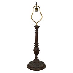 European Carved Oak Baroque Acanthus Leaf Candlestick Table Lamp 30"