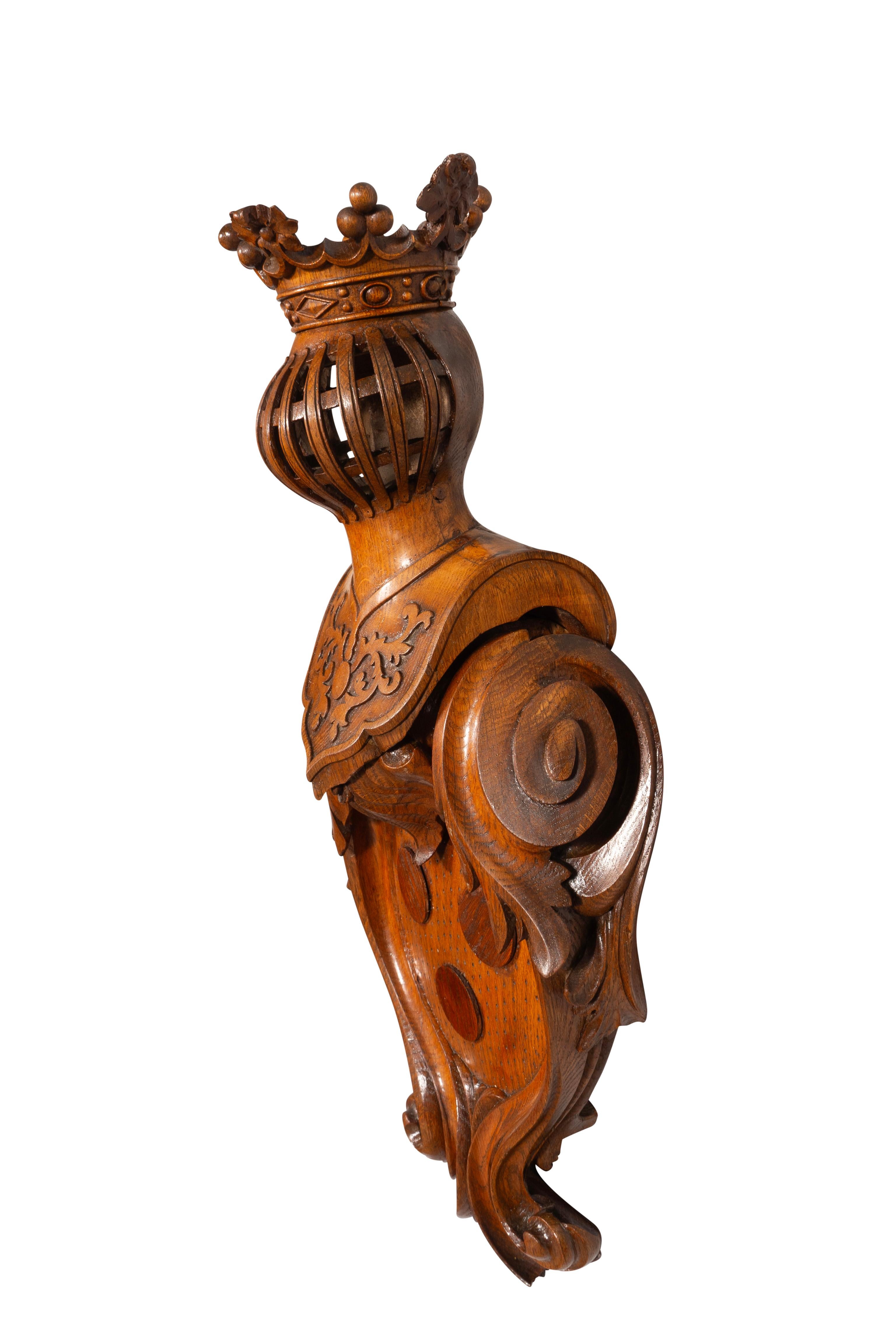 Renaissance Revival European Carved Oak Coat Of Arms For Sale