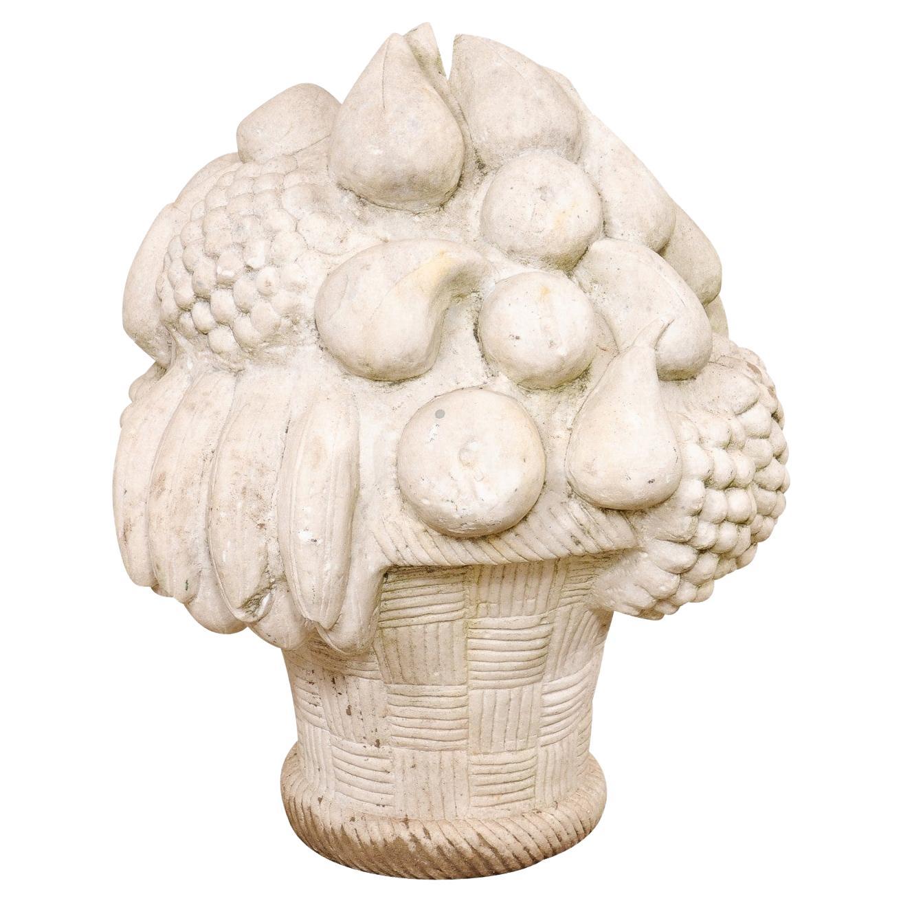 European Carved-Stone Bouquet of Fruit, 26" For Sale