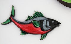 European Ceramic Fishes Multicolor Wall Composition, Mid-Century Modern Period