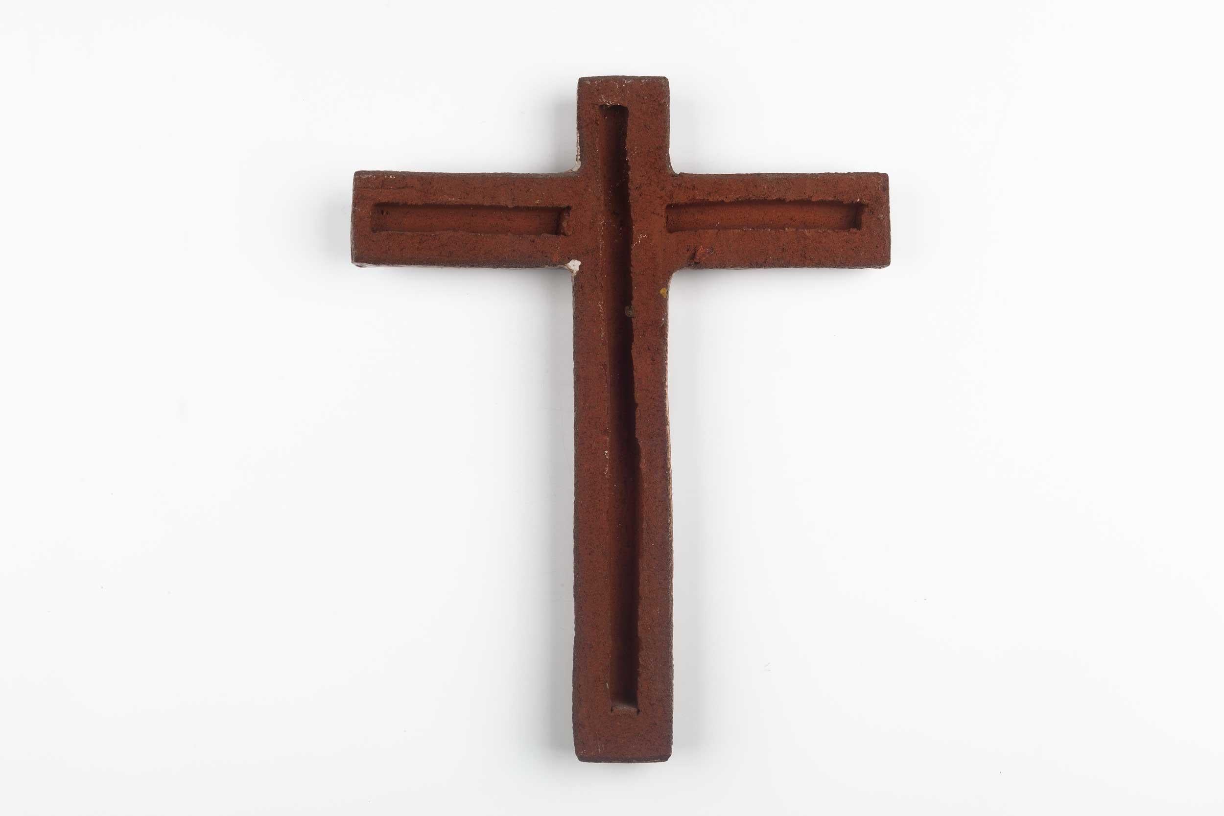 Hand-Crafted European Ceramic Wall Cross, 1970s