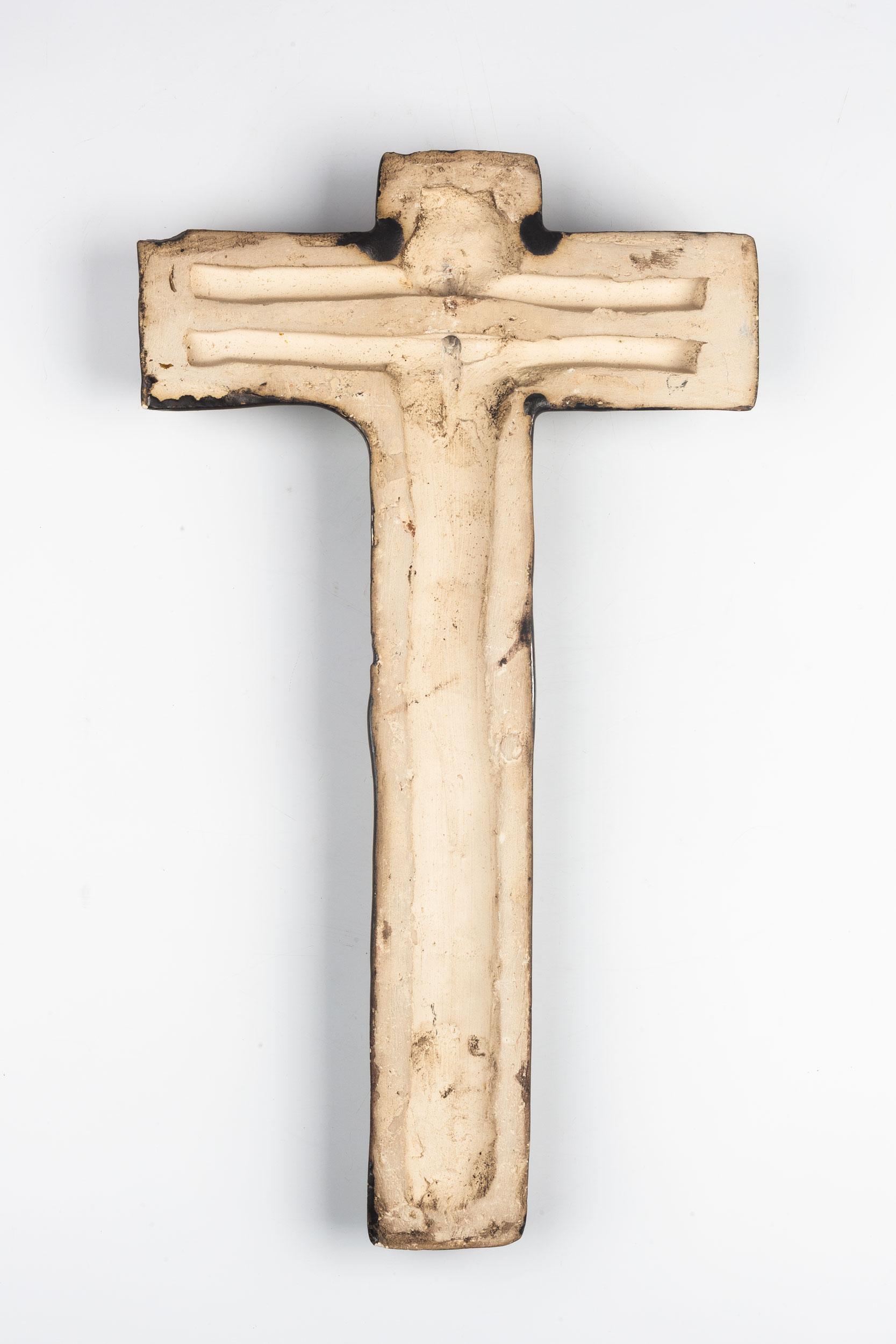 Hand-Crafted European Ceramic Wall Cross, 1970s For Sale