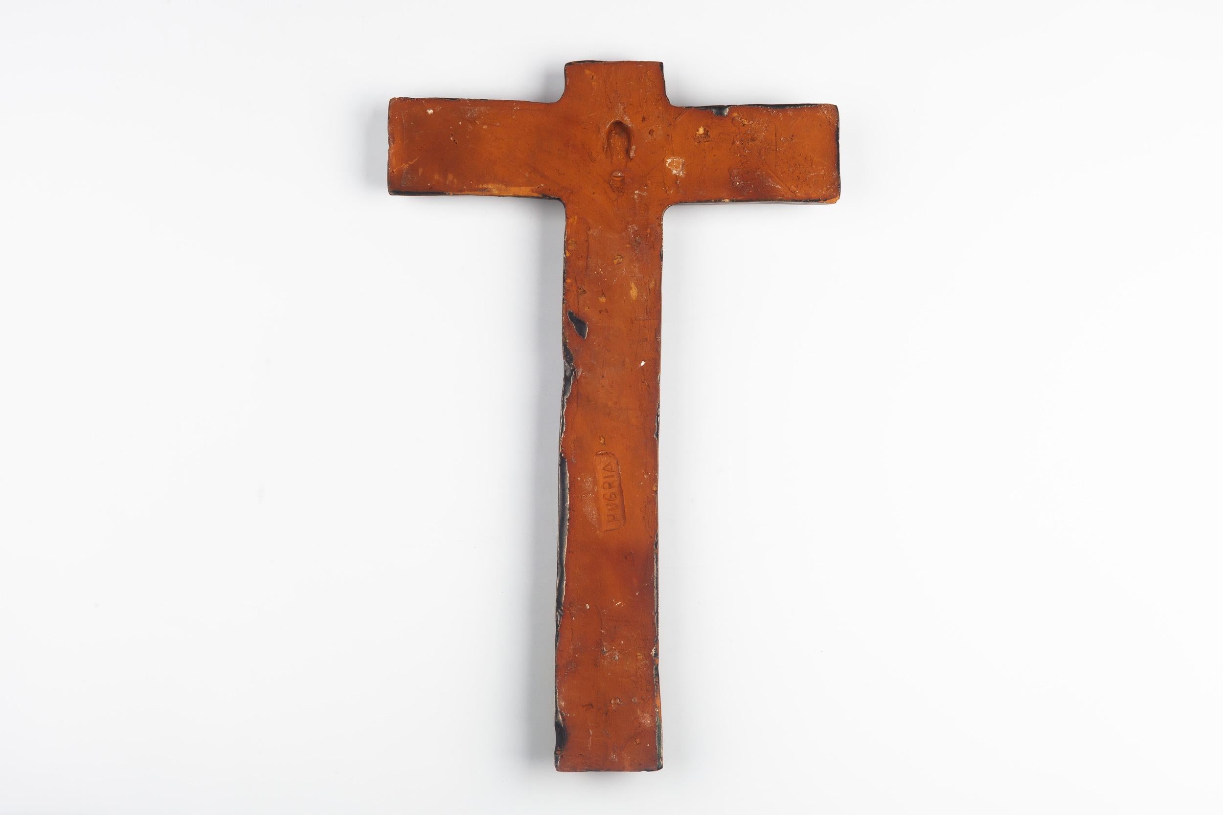 Late 20th Century European Ceramic Wall Cross, 1970s For Sale