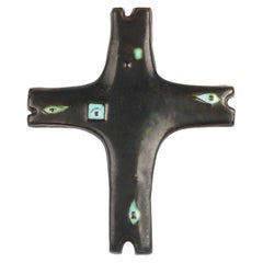 European Ceramic Wall Cross, 1970s