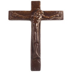 European Ceramic Wall Cross, 1970s