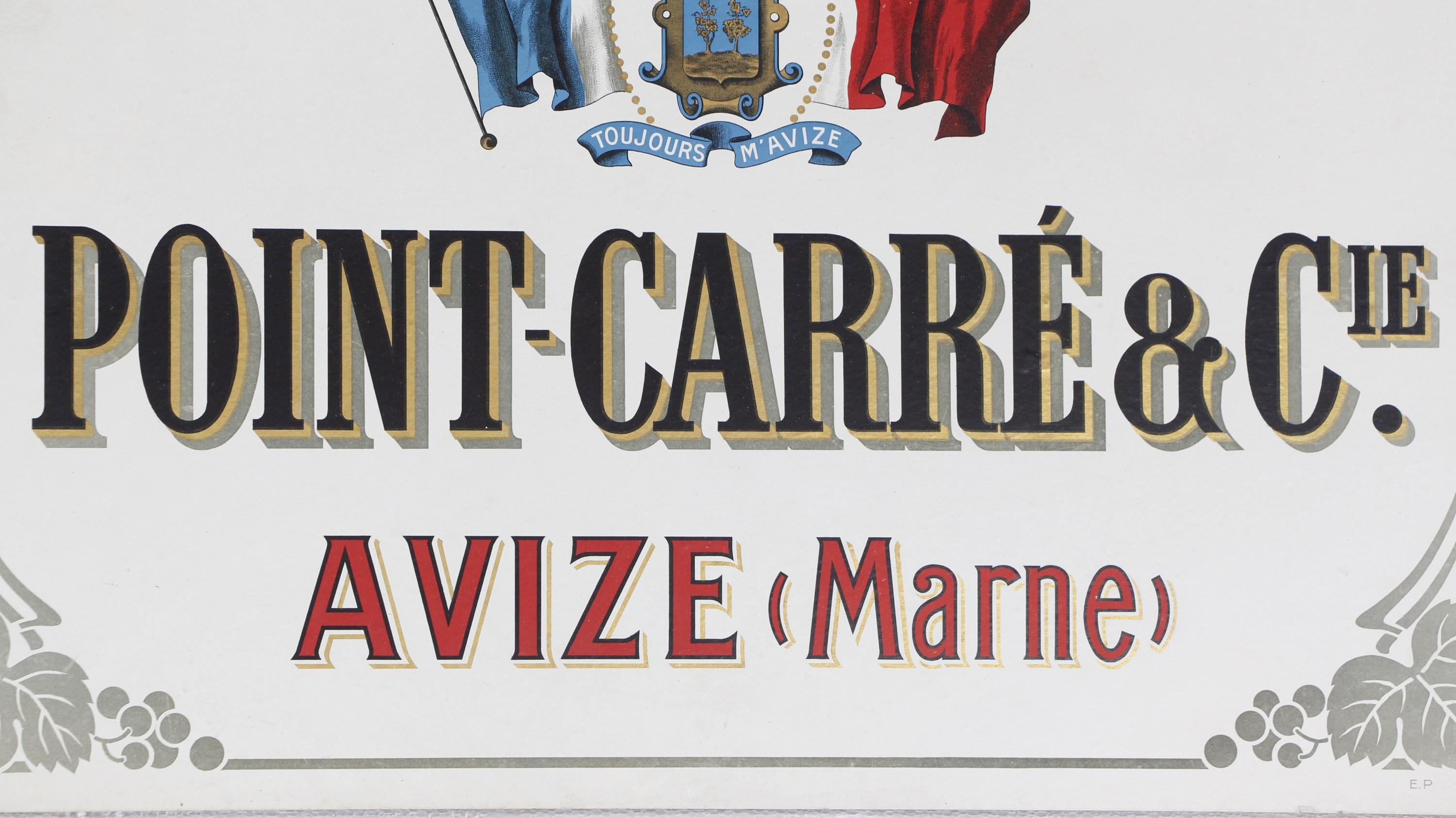 Belgian European Champagne Point Carre & C. Sign For Sale
