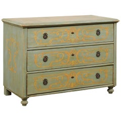 European Chest with Hand Painted Neoclassical-Inspired Decor and Faux Marble Top