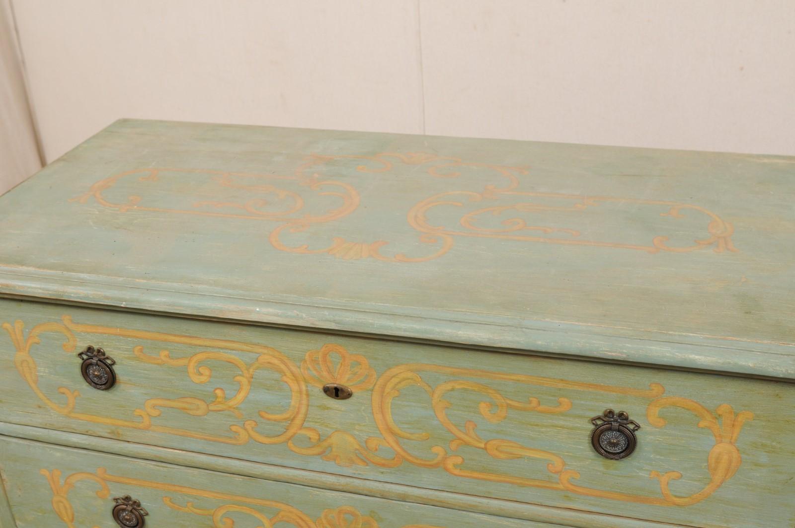 European Chest with Hand Painted Neoclassical-Inspired Decor and Faux Marble Top In Good Condition In Atlanta, GA