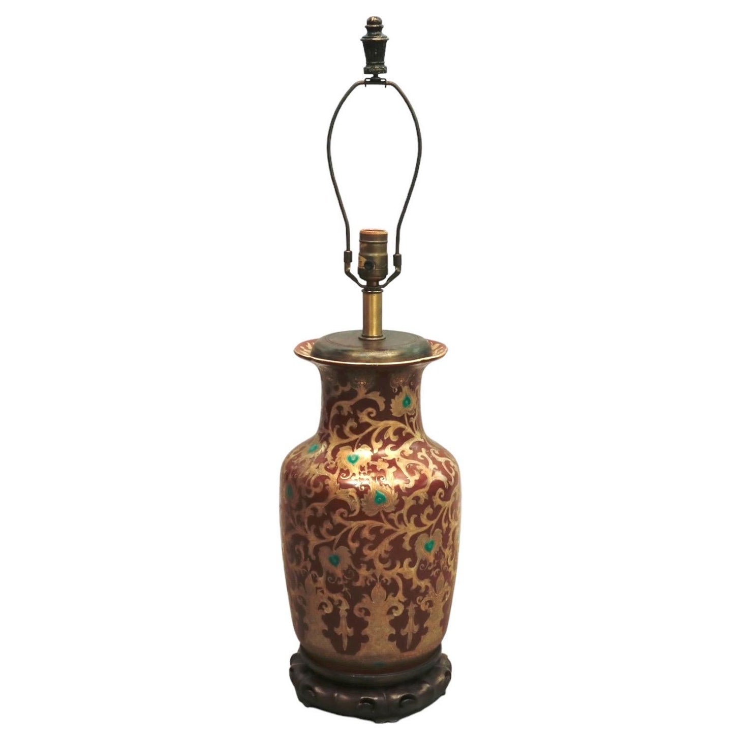 Lampada da tavolo a cineseria europea in rosso e oro