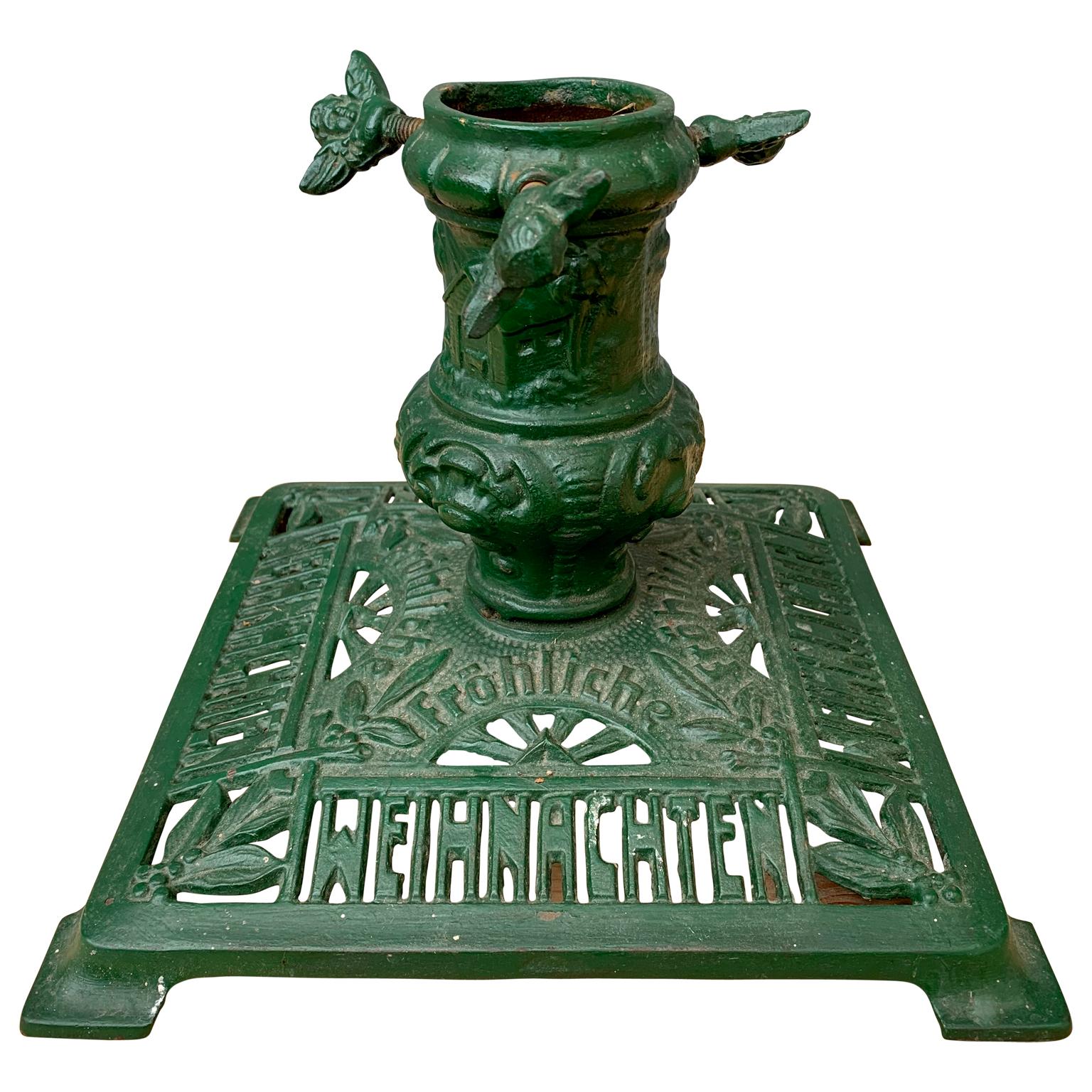 Folk Art European Christmas Tree Stand in Cast Iron, circa 1900