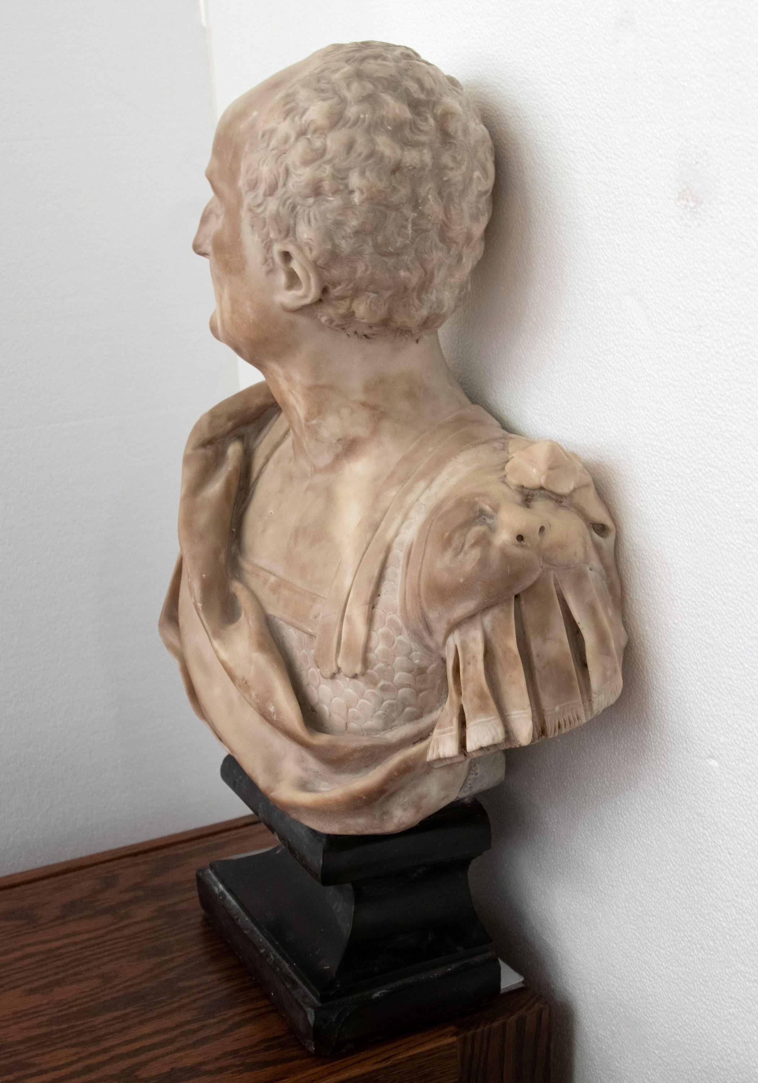 European Circa 1860s Tan Marble Bust of Cicero Hand Carved 7