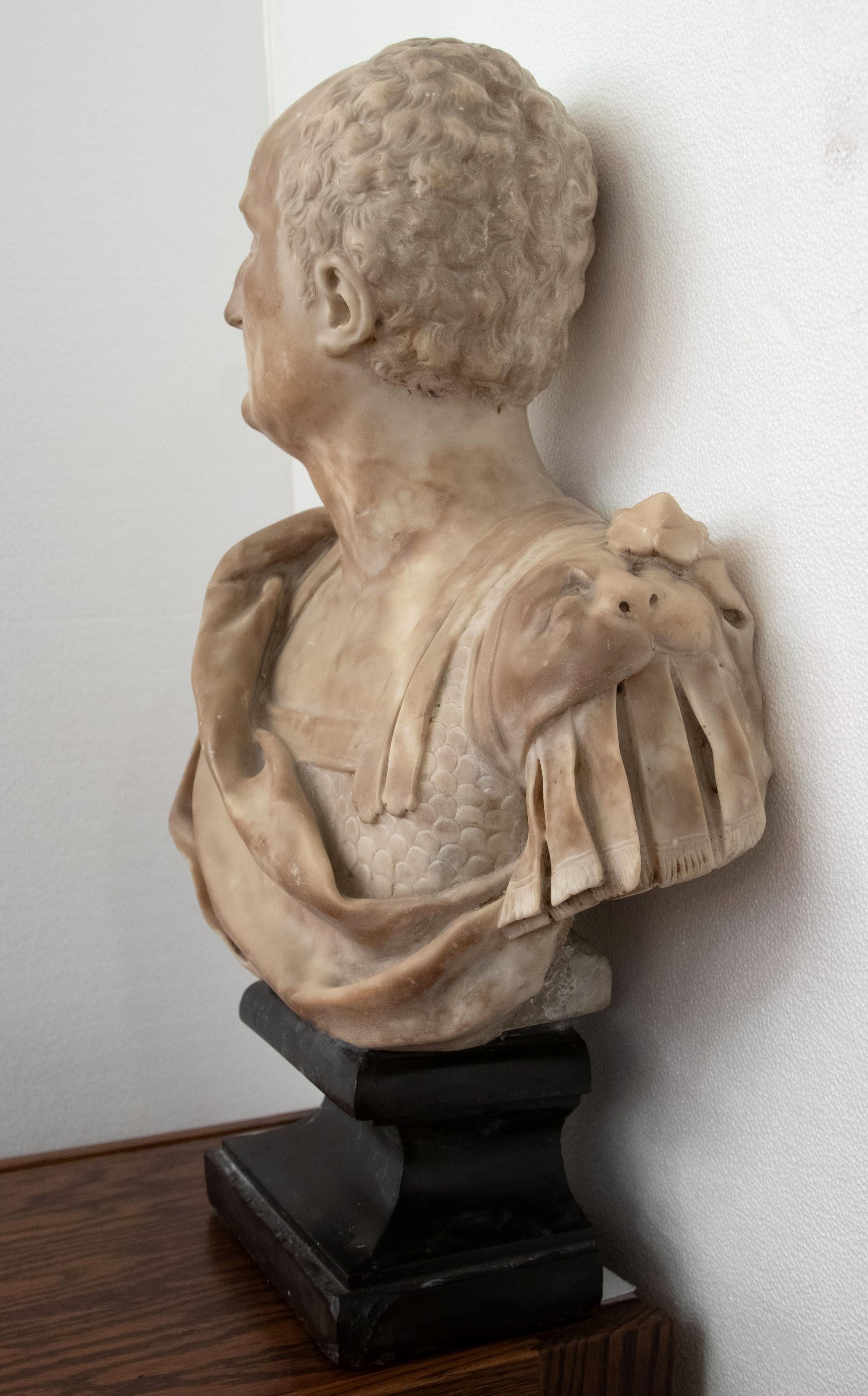 European Circa 1860s Tan Marble Bust of Cicero Hand Carved 8