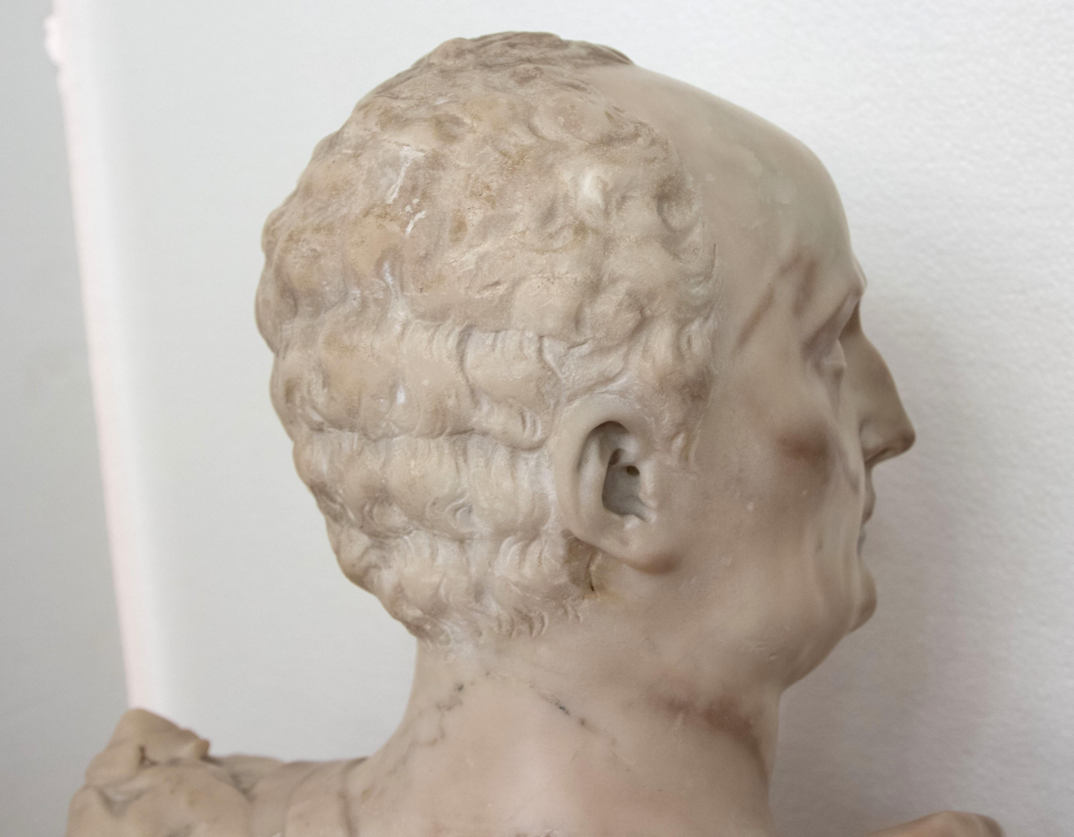 European Circa 1860s Tan Marble Bust of Cicero Hand Carved 12