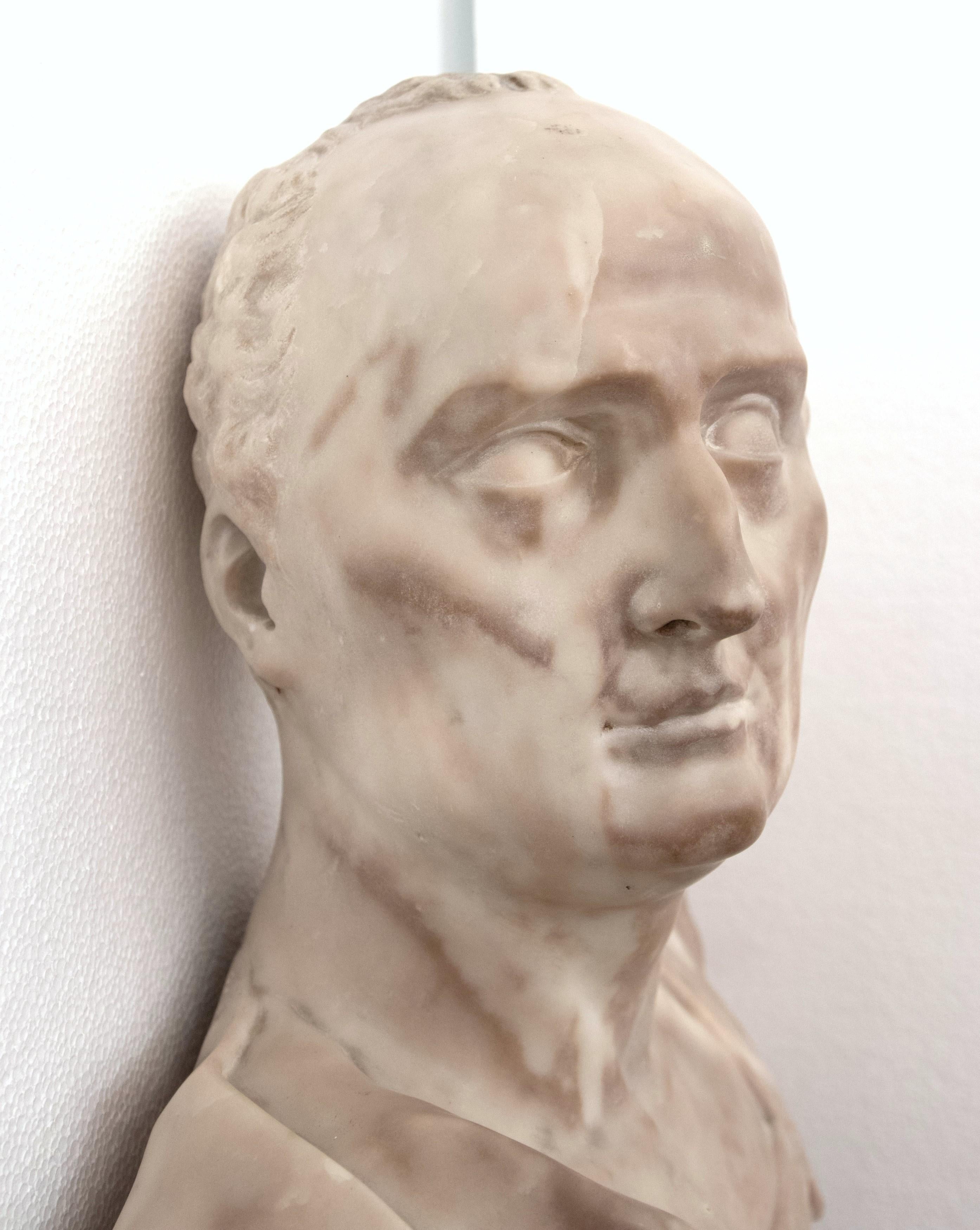 Mid-19th Century European Circa 1860s Tan Marble Bust of Cicero Hand Carved