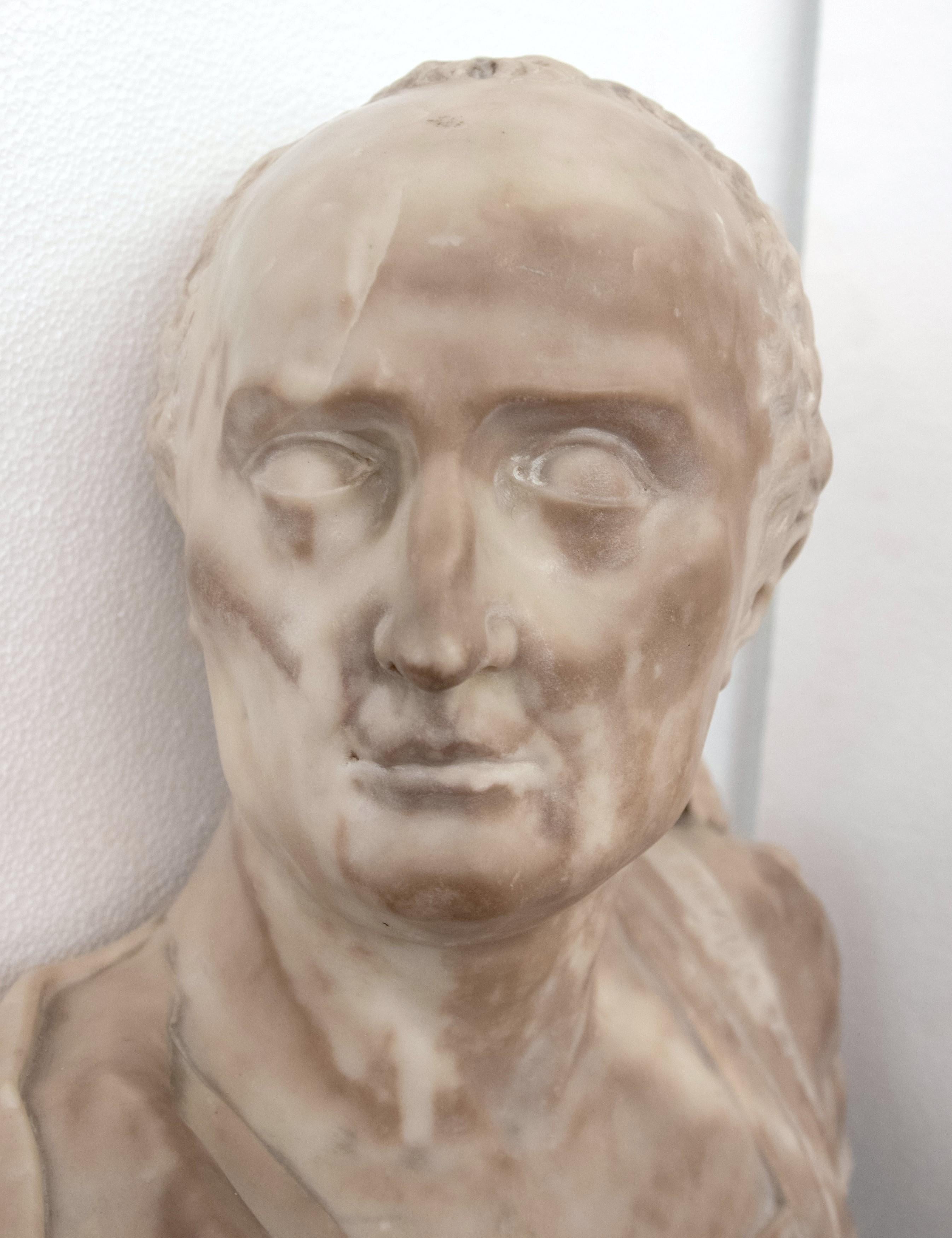 European Circa 1860s Tan Marble Bust of Cicero Hand Carved 1