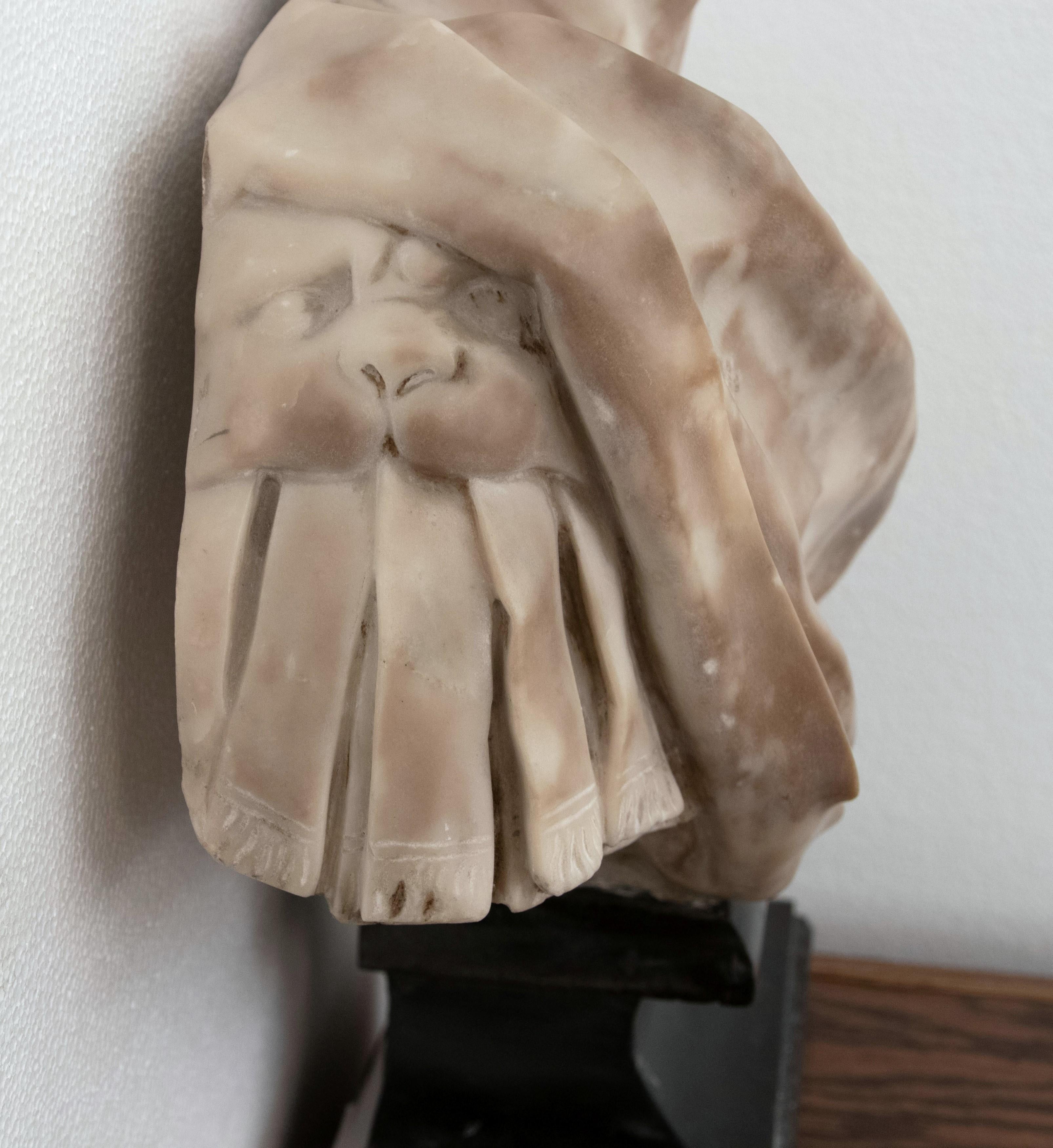 European Circa 1860s Tan Marble Bust of Cicero Hand Carved 3
