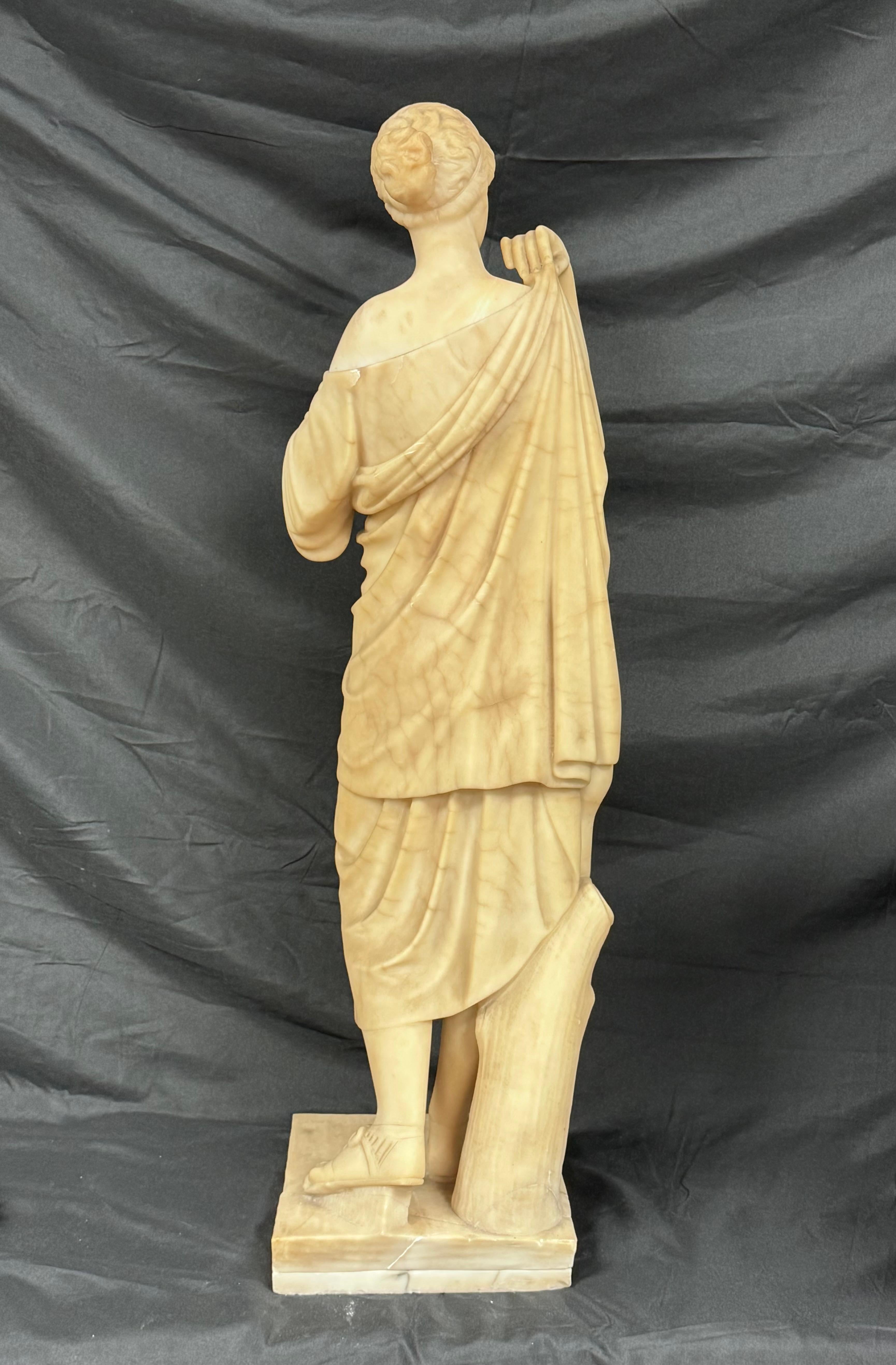 European Classical Alabaster Figure of Diana For Sale 5